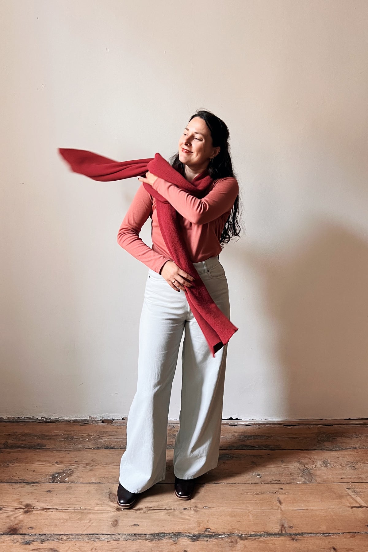 Knitted Scarf - Brick Red