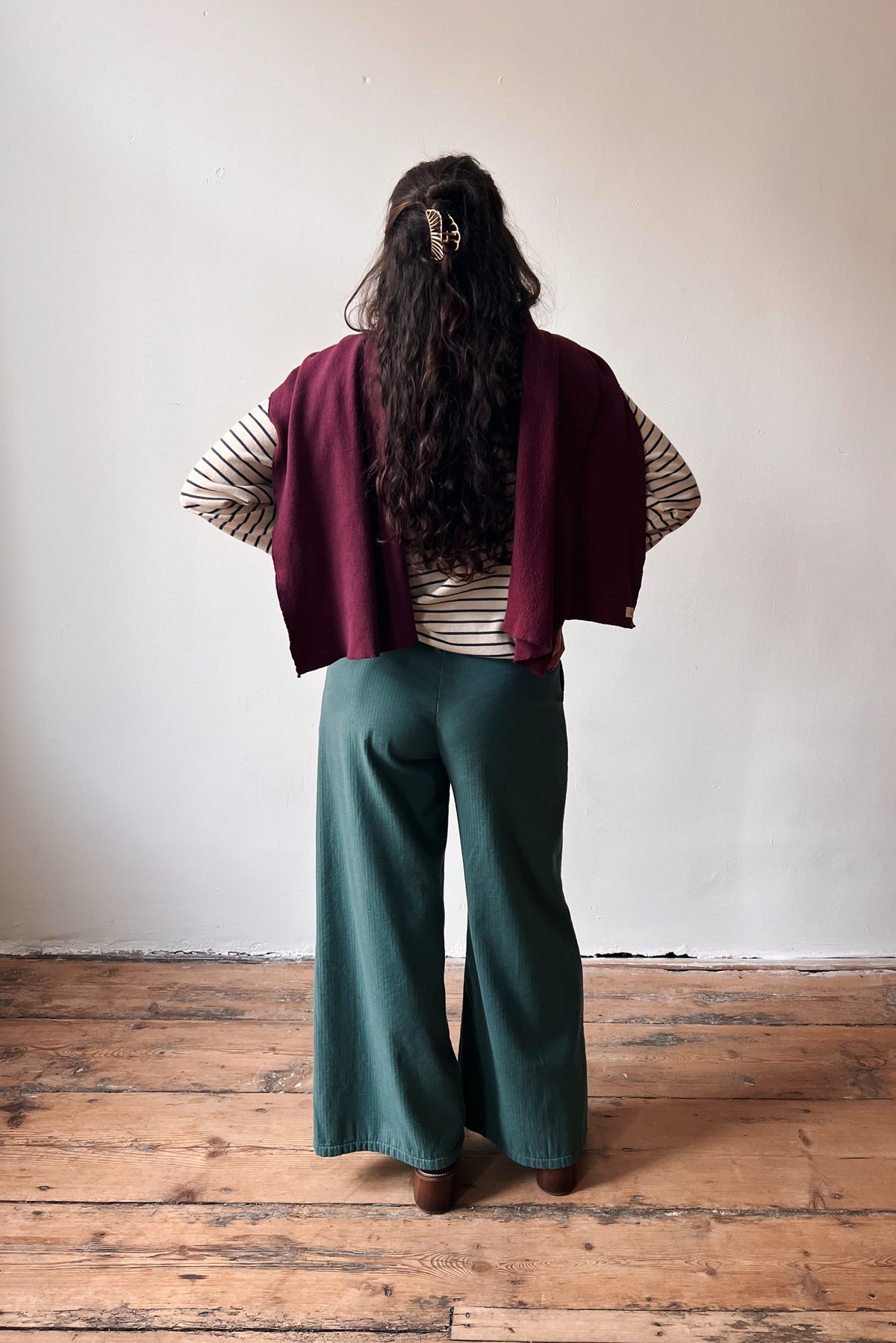 Wide Pants Marta - Reversed Corduroy - Sage