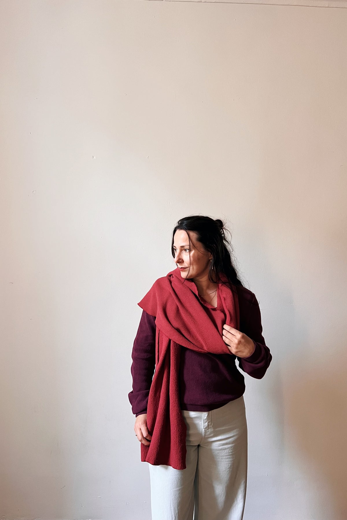 Knitted Scarf - Brick Red