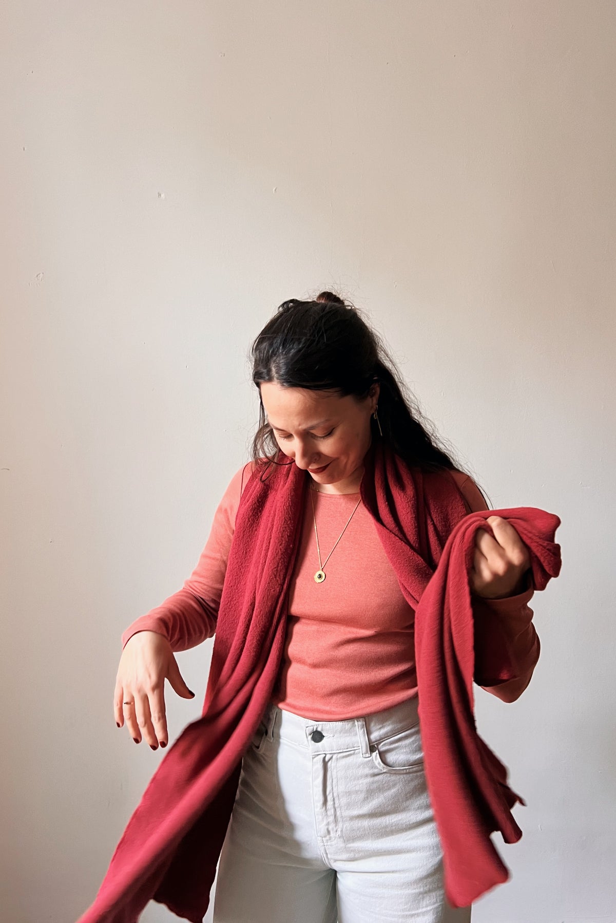 Knitted Scarf - Brick Red