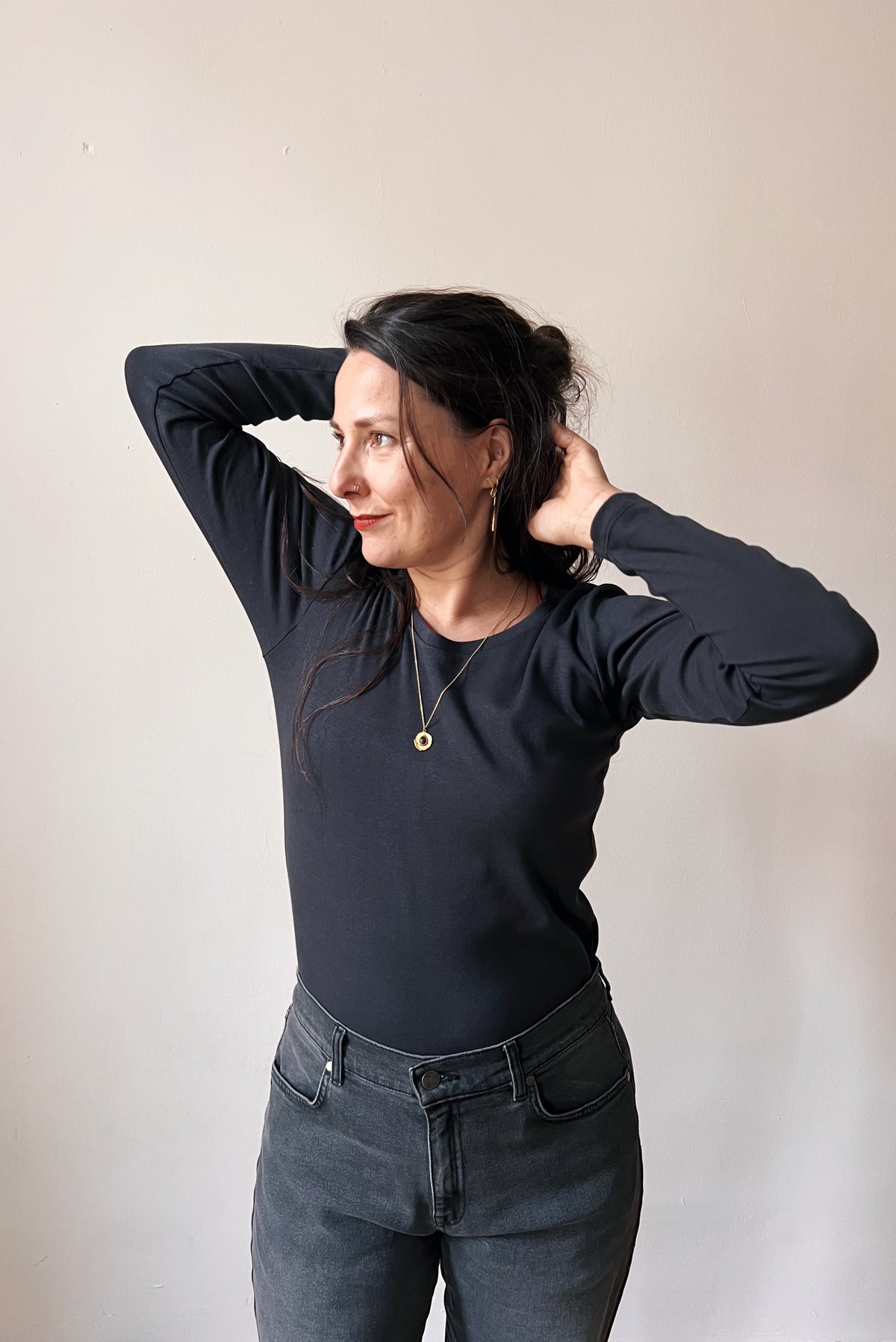 Longsleeve Jula - Charcoal Rib