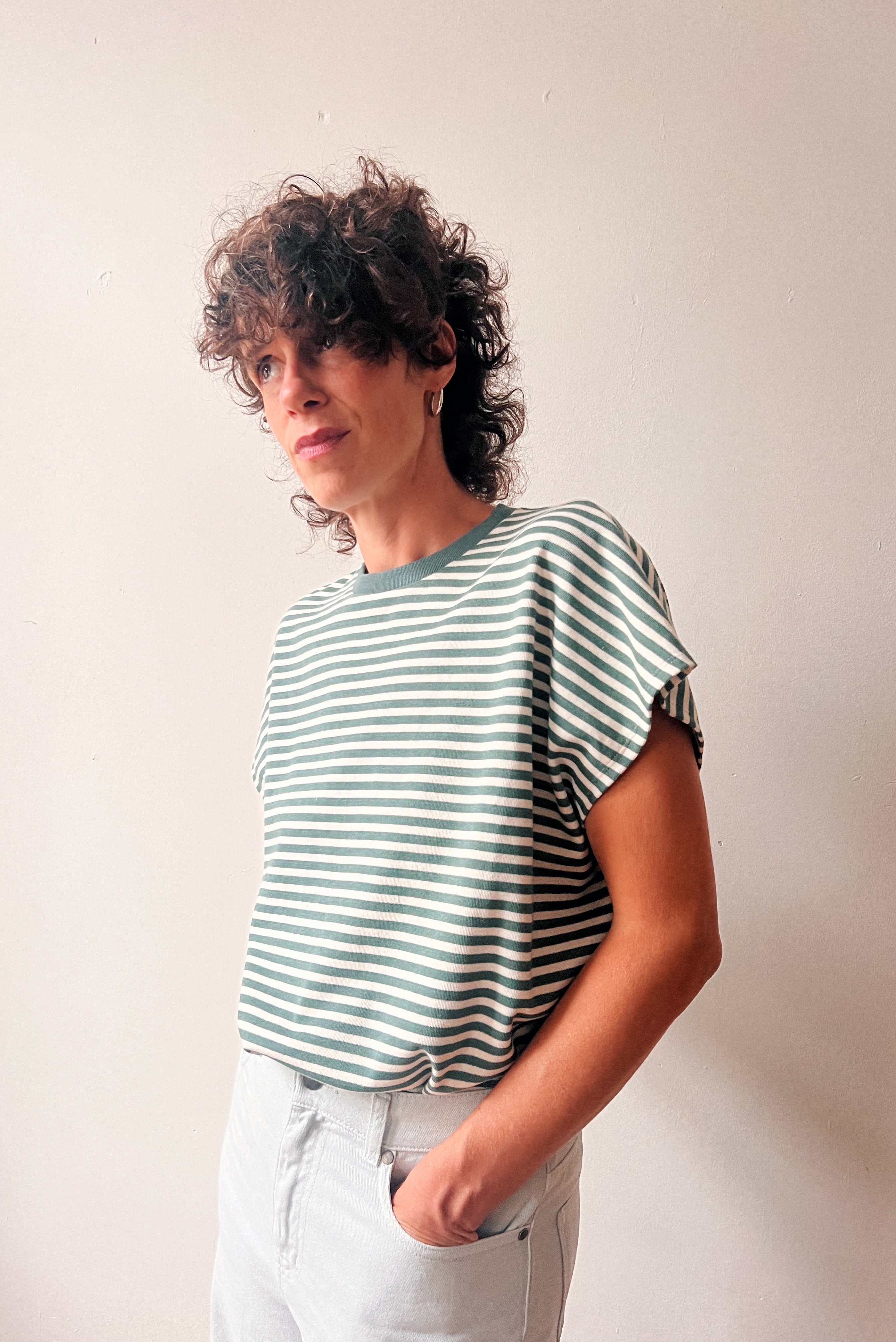 Sleeveless Sweater Ayla - Sage Stripes