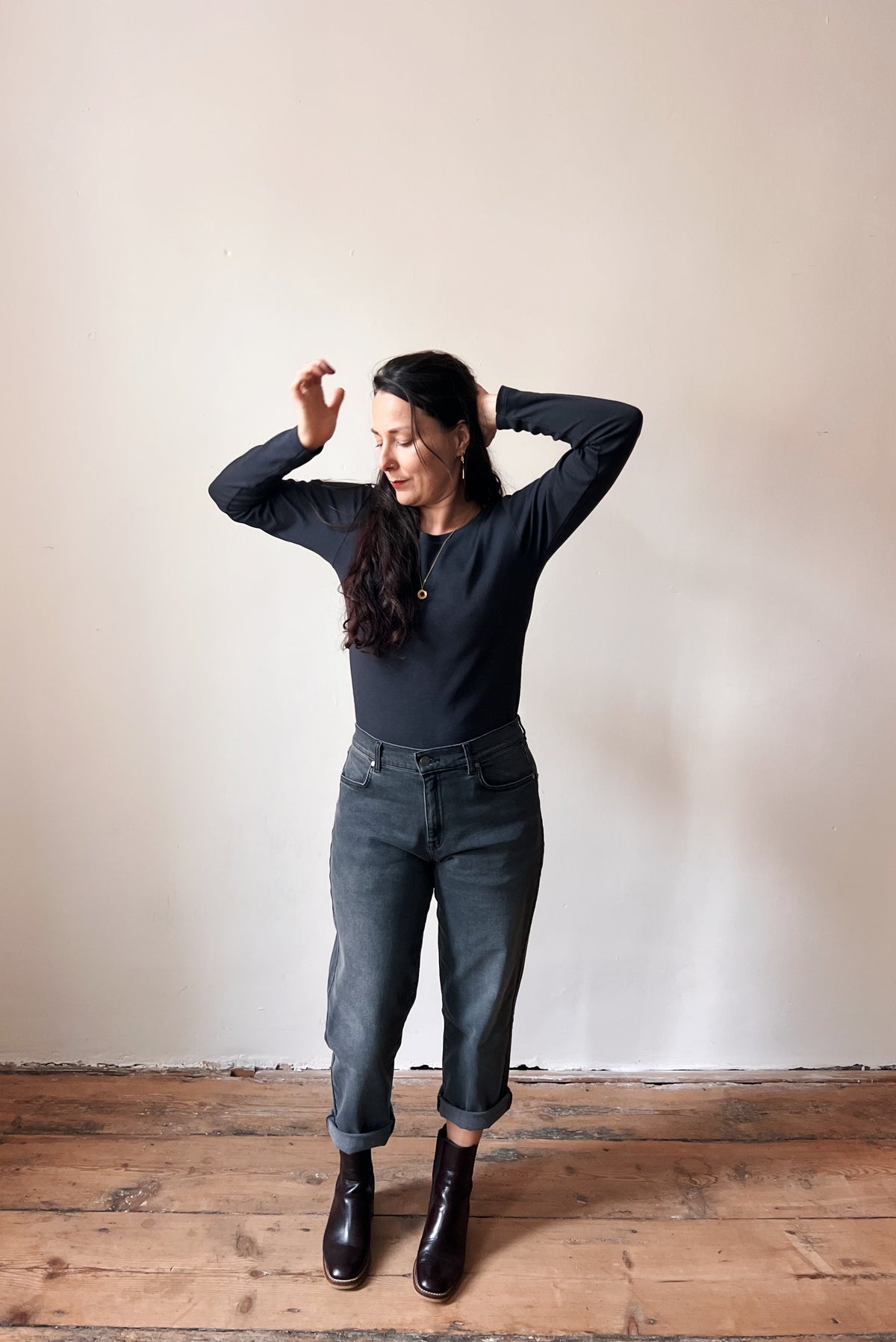 Longsleeve Jula - Charcoal Rib