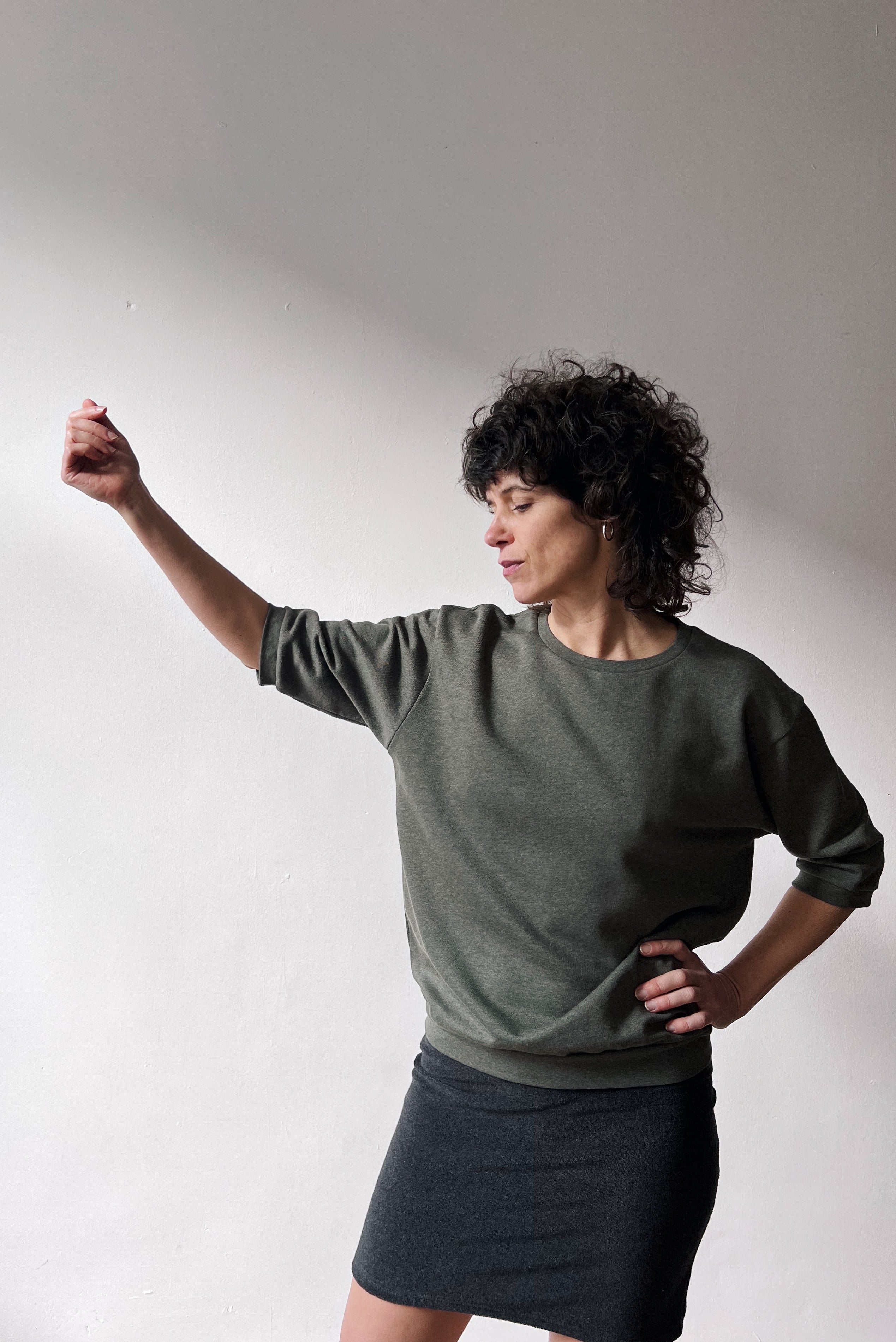 Midsleeve Sweater Coco - Moss Melange