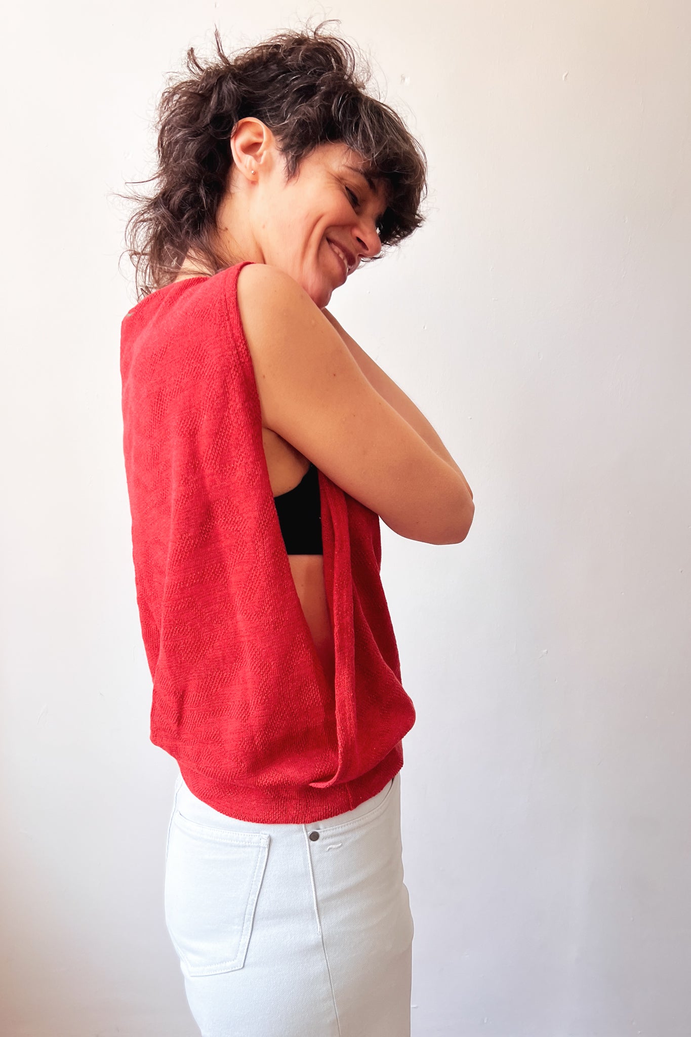 Sleeveless Sweater Sienna - Coral Jacquard