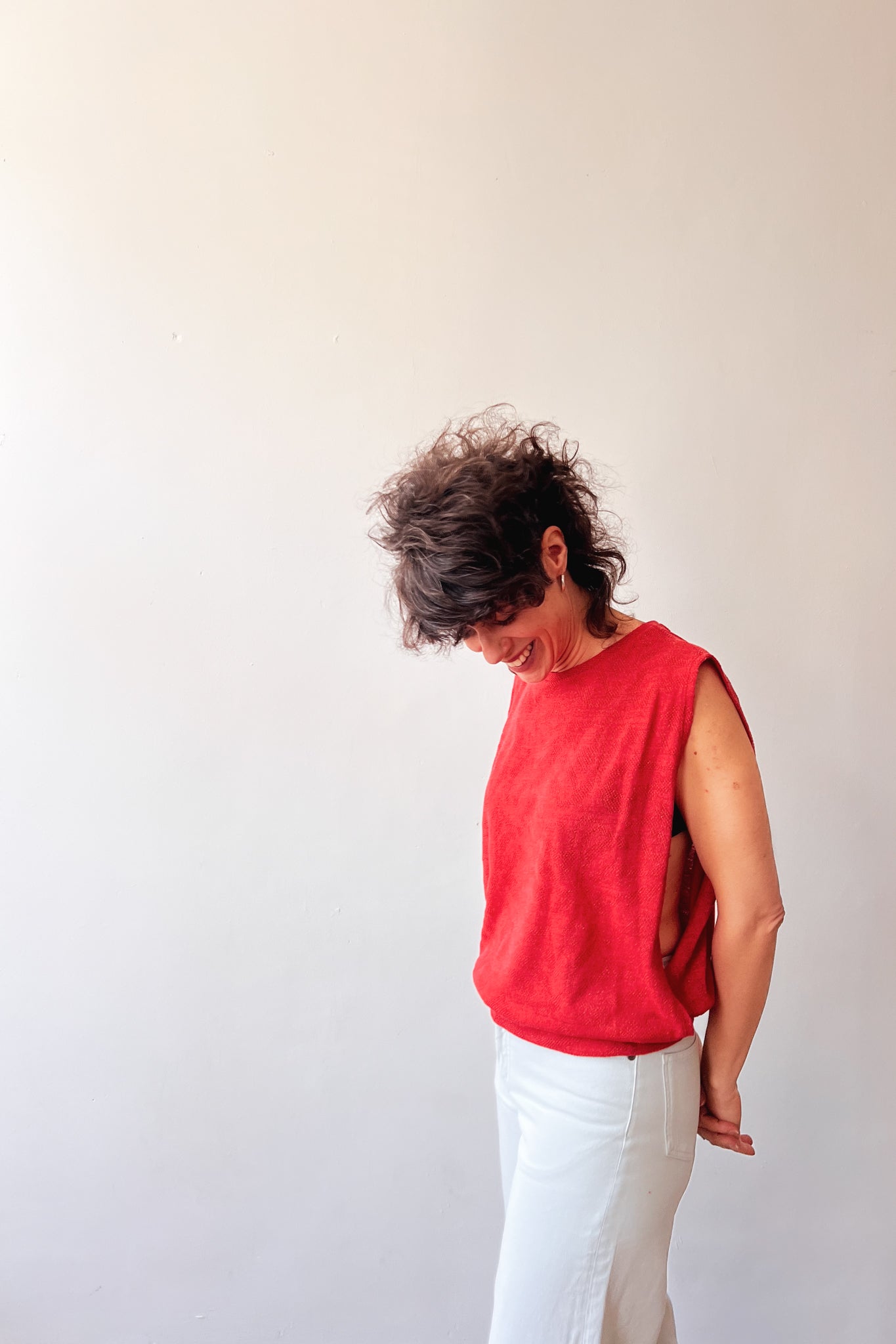 Sleeveless Sweater Sienna - Coral Jacquard