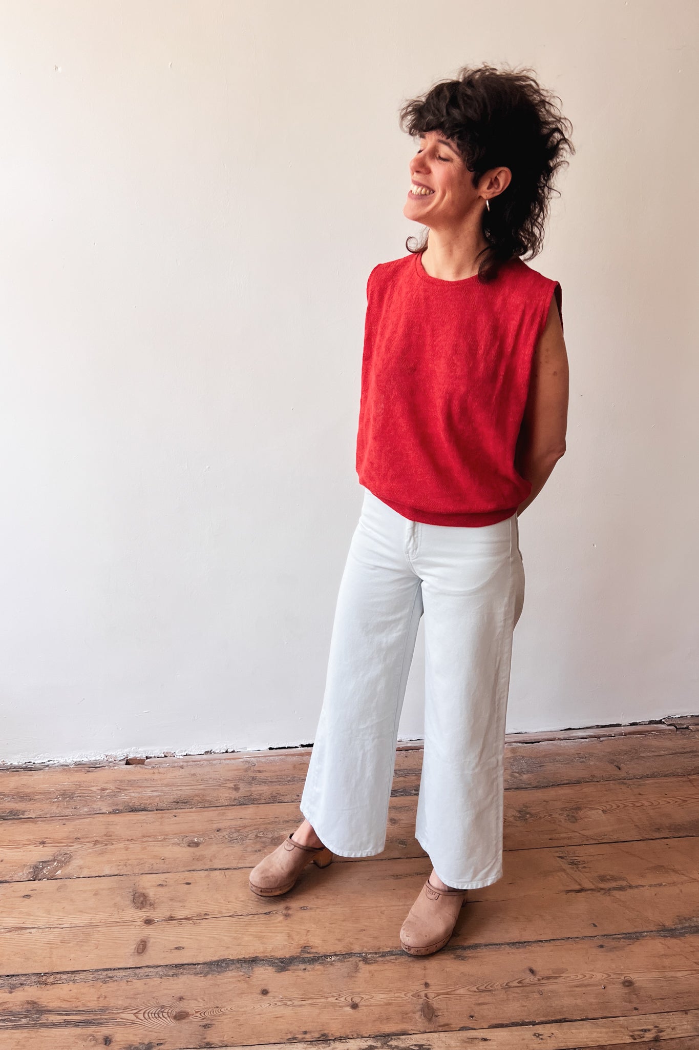 Sleeveless Sweater Sienna - Coral Jacquard