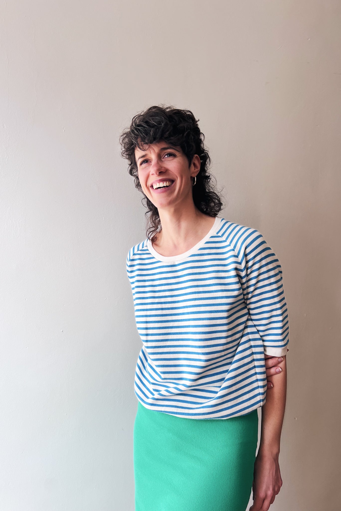Midsleeve Sweater Cosette - Bright Blue Stripes