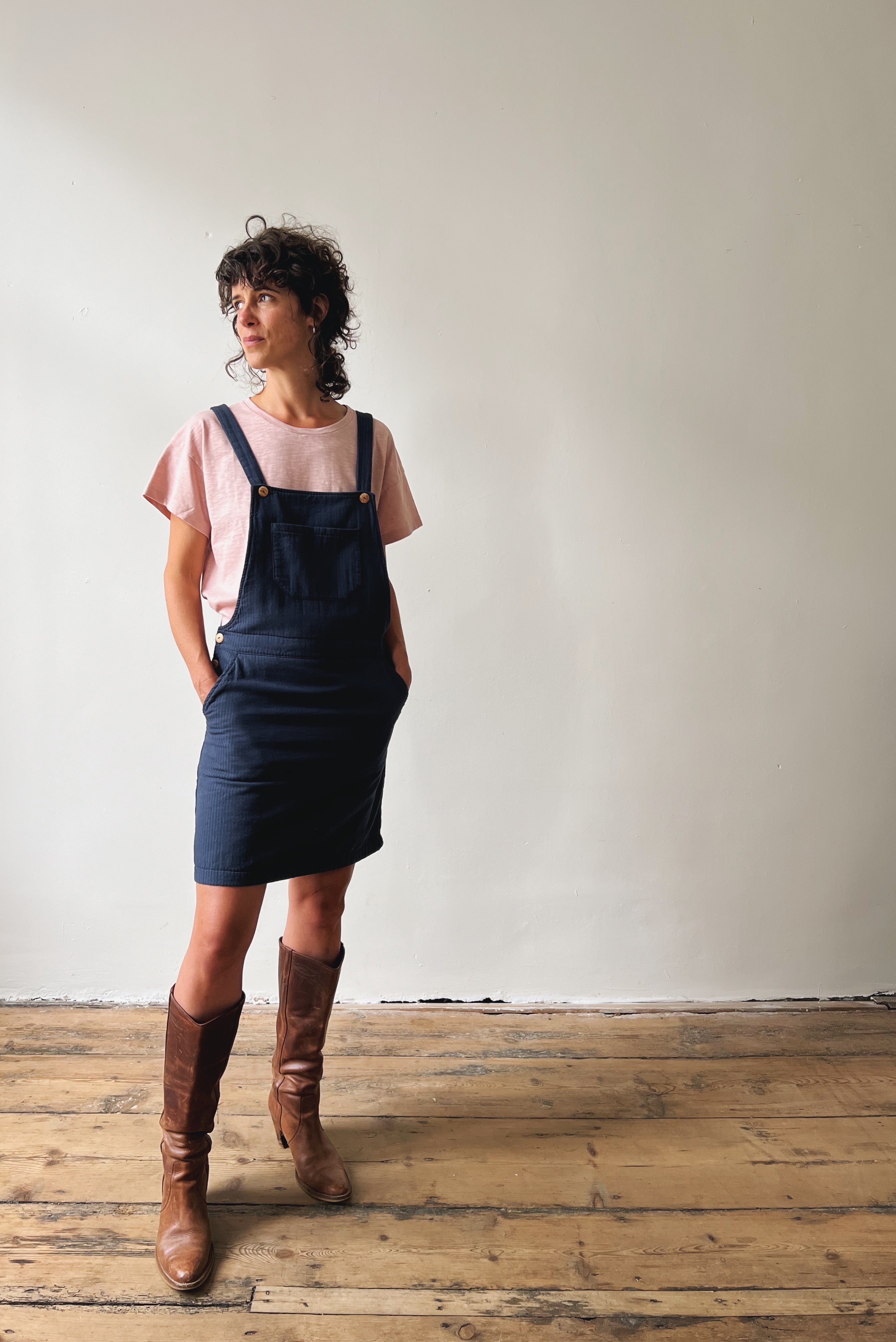 Salopettedress Kimberley - Reversed Corduroy - Faded Blue