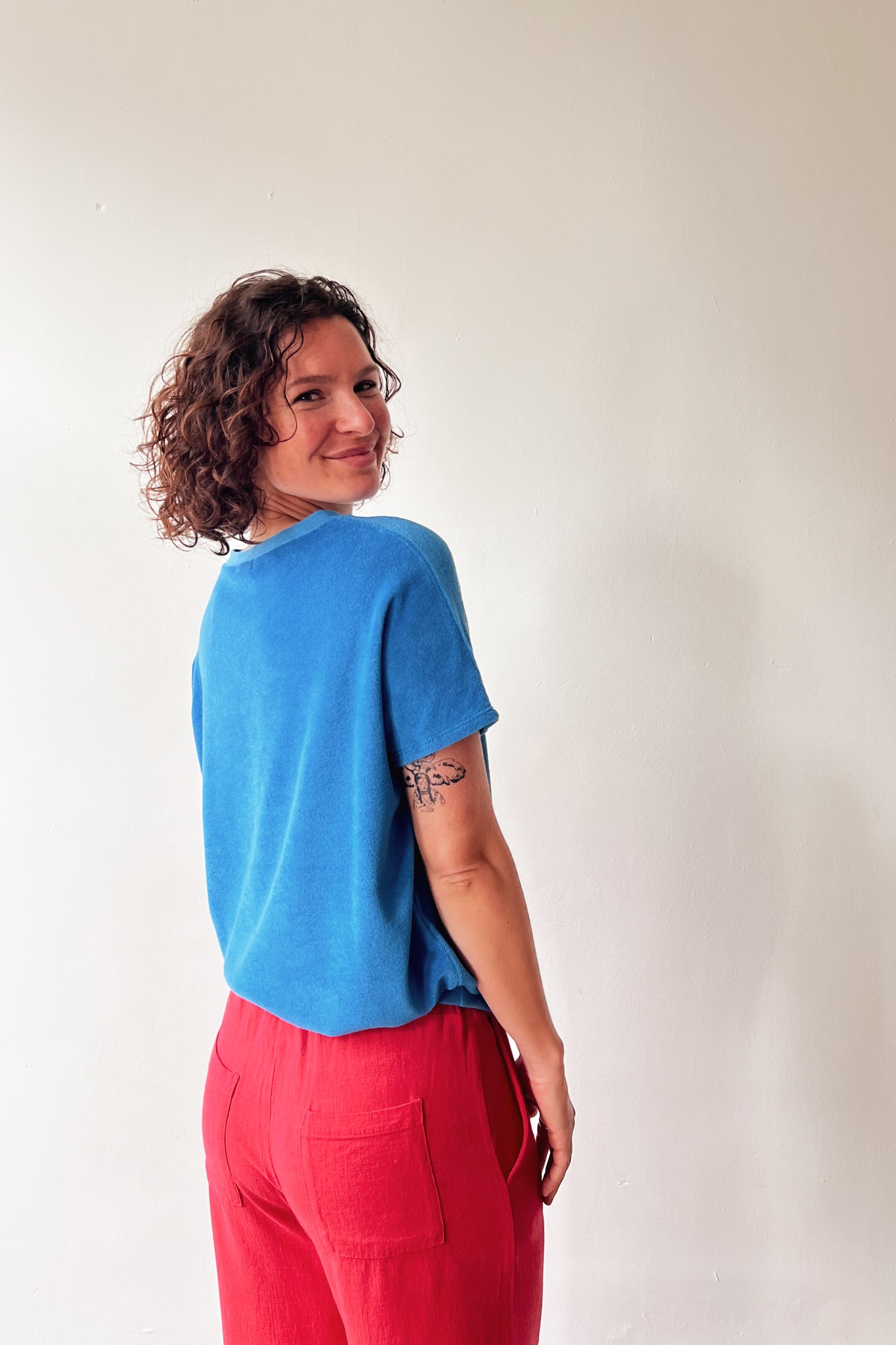 Shortsleeve Sweater Lucia - Bright Blue Terry