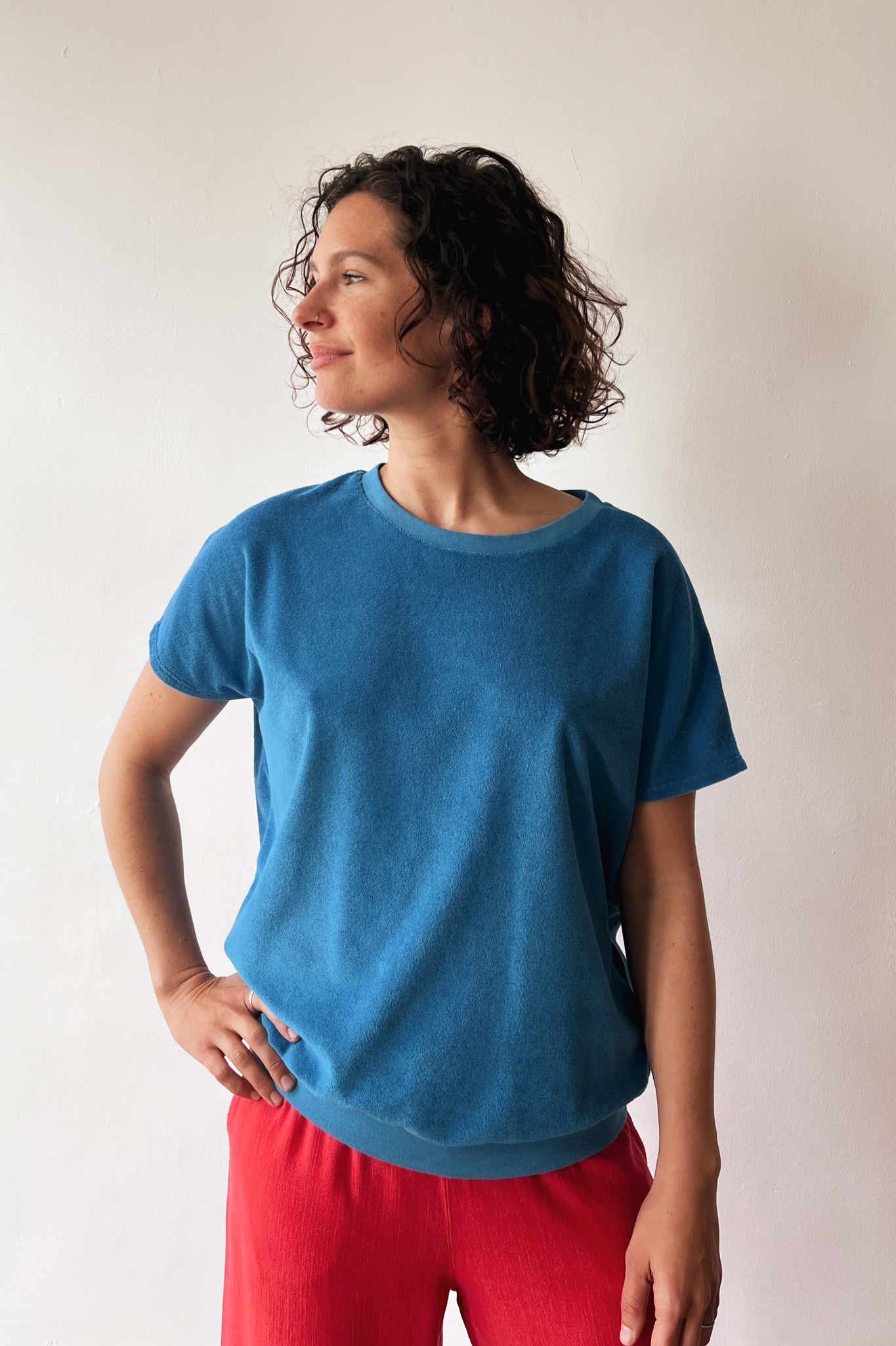 Shortsleeve Sweater Lucia - Bright Blue Terry