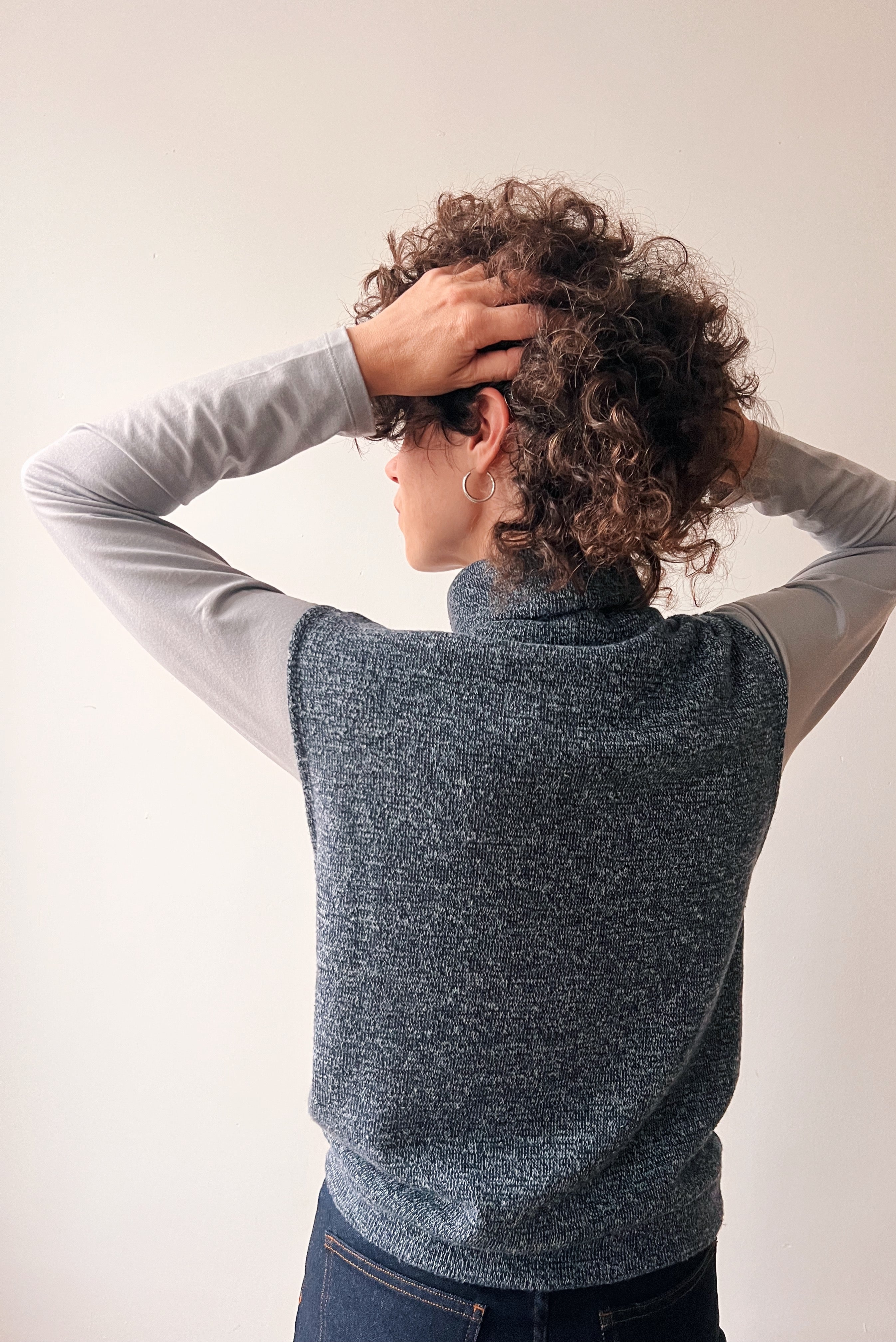 Gebreide Sleeveless Turtlesweater Freya - Grey Blue Melange
