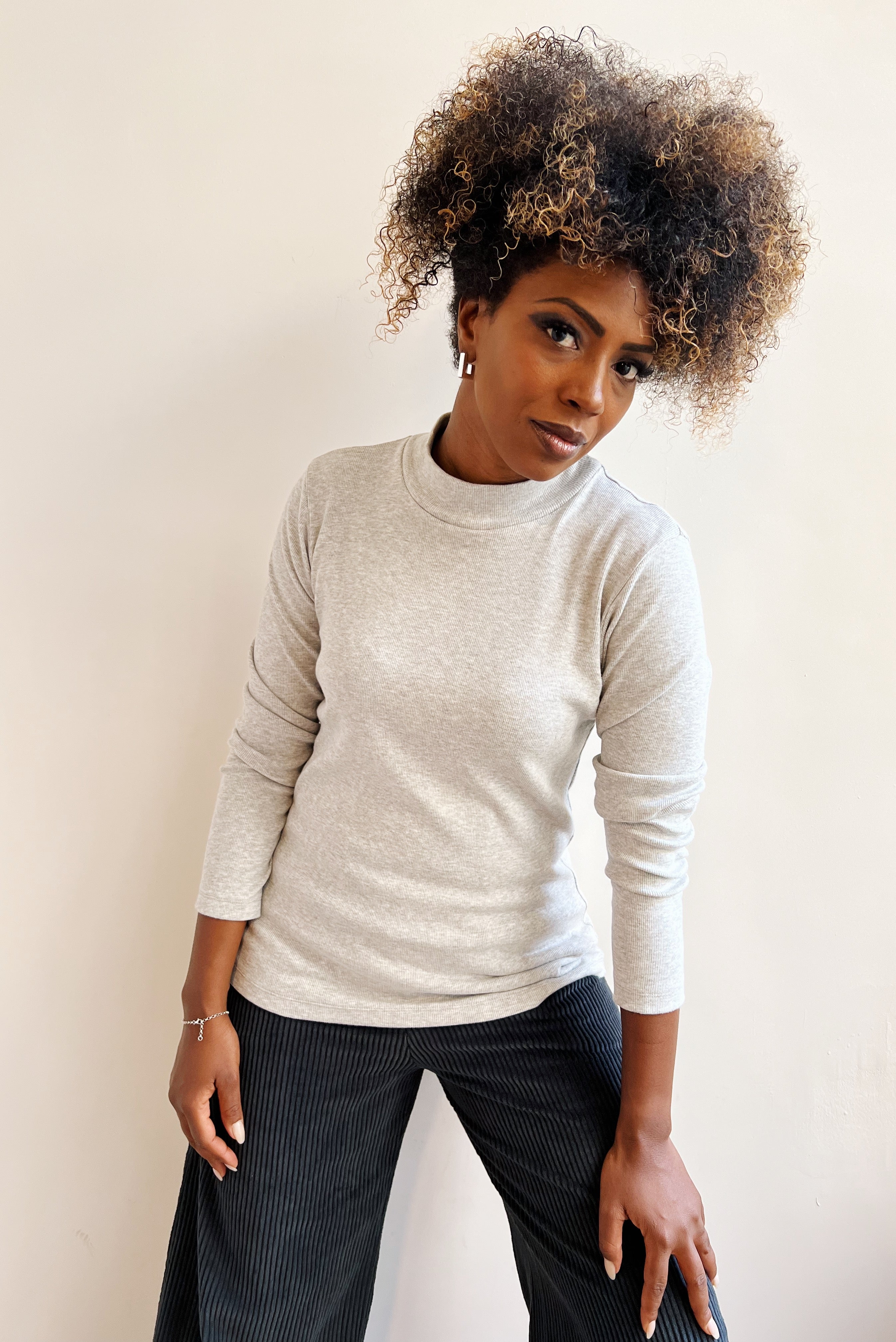 the dão store - Turtleneck - Grey Melee Rib - T-shirts | Tops