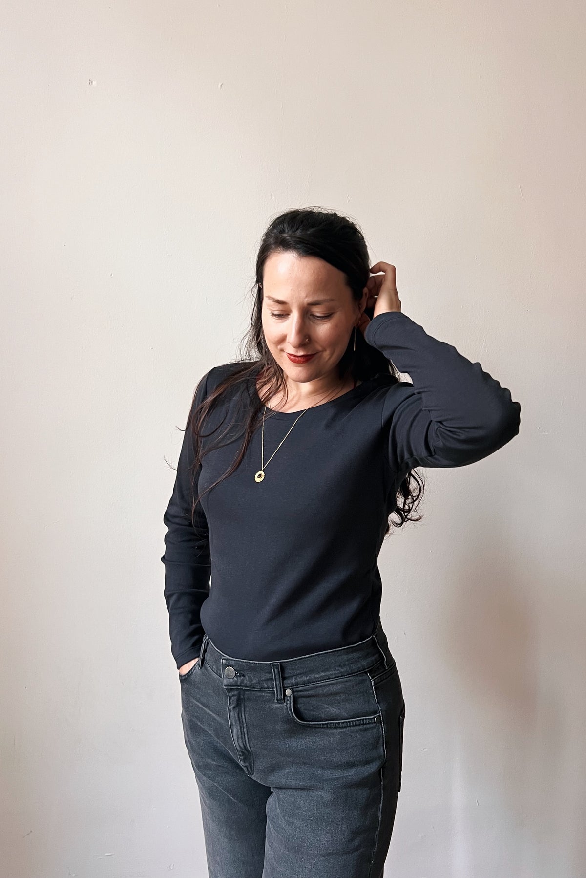 Longsleeve Jula - Charcoal Rib