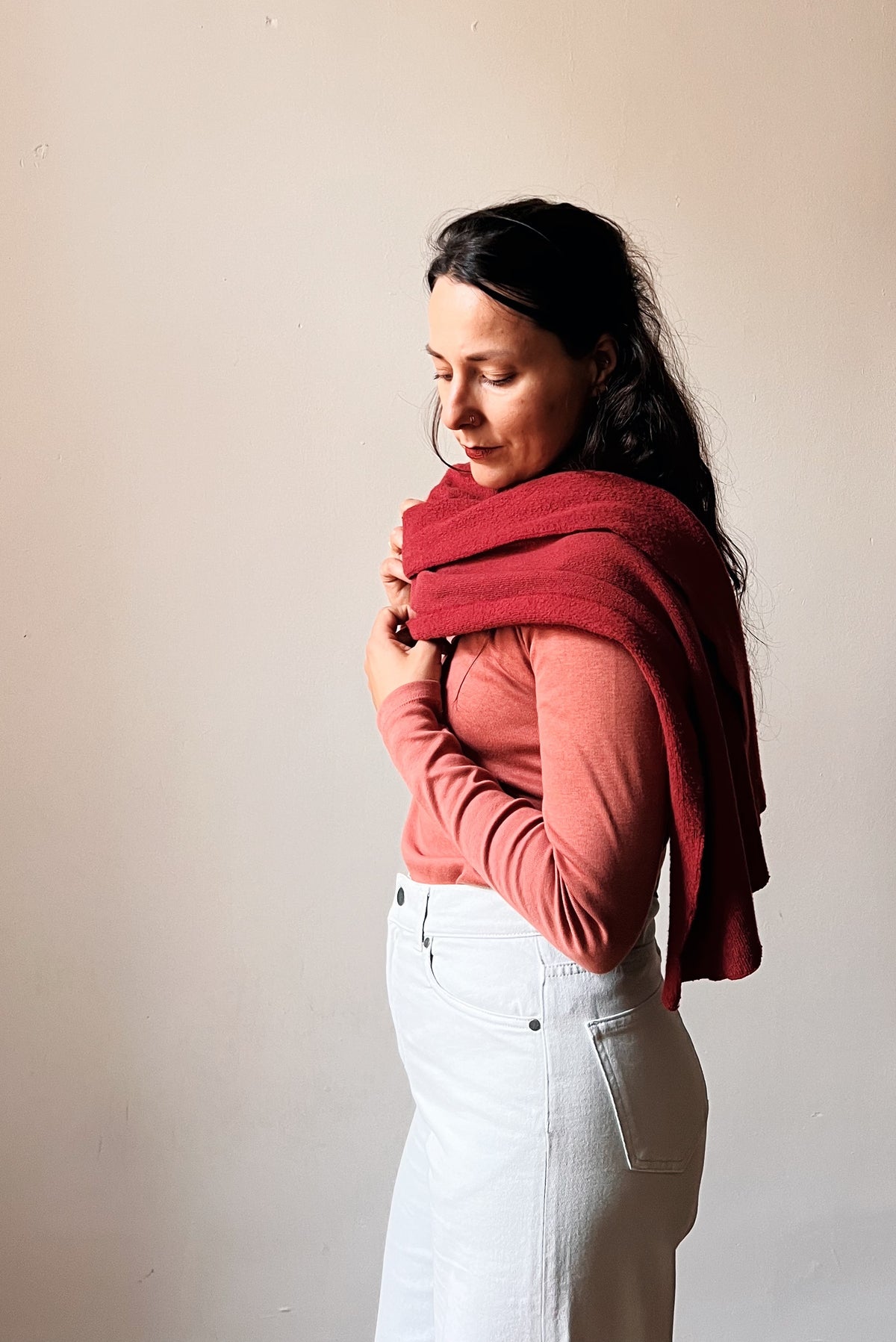 Knitted Scarf - Brick Red