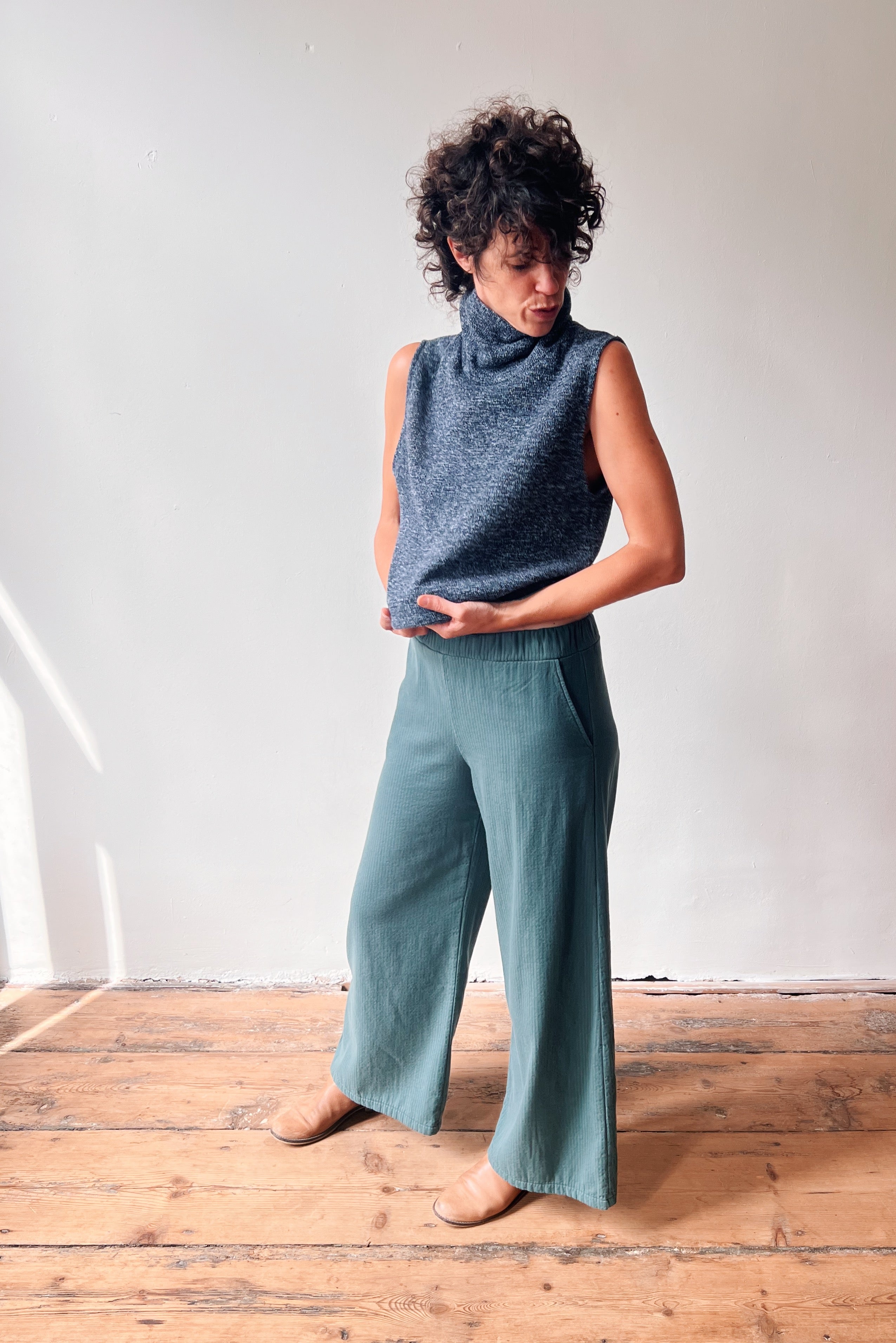 Wijde Broek Marta - Reversed Corduroy - Sage