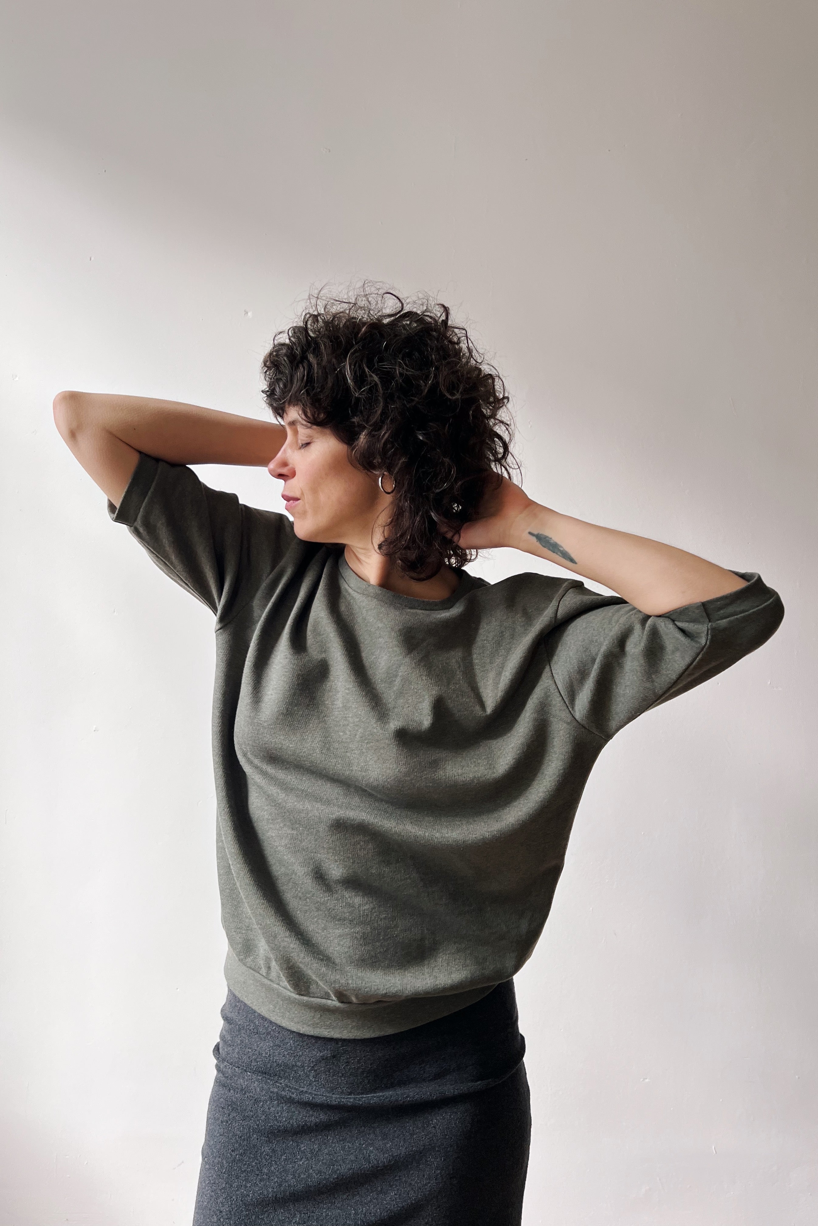 Midsleeve Sweater Coco - Moss Melange