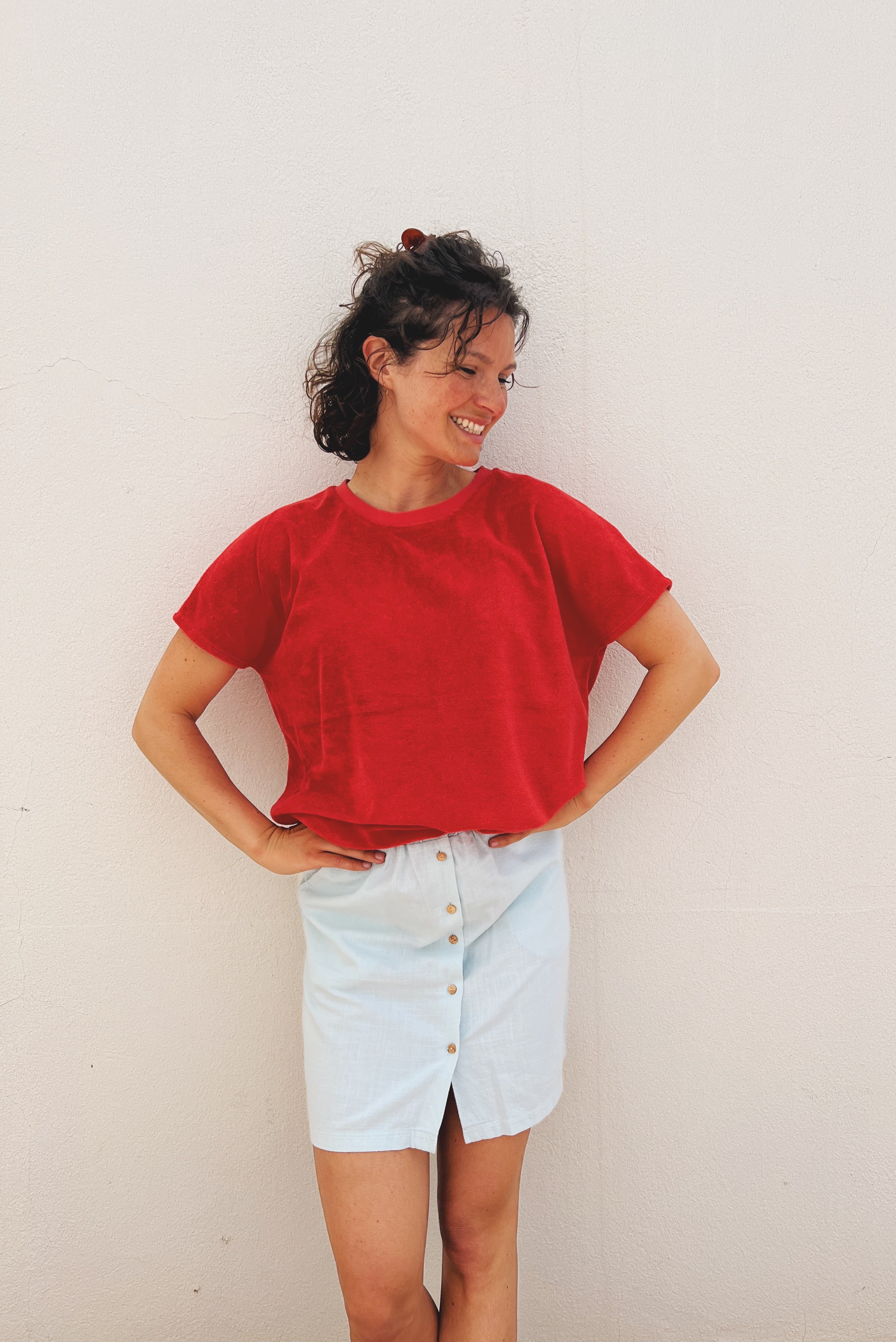 Skirt Erin Buttons - Water Blue