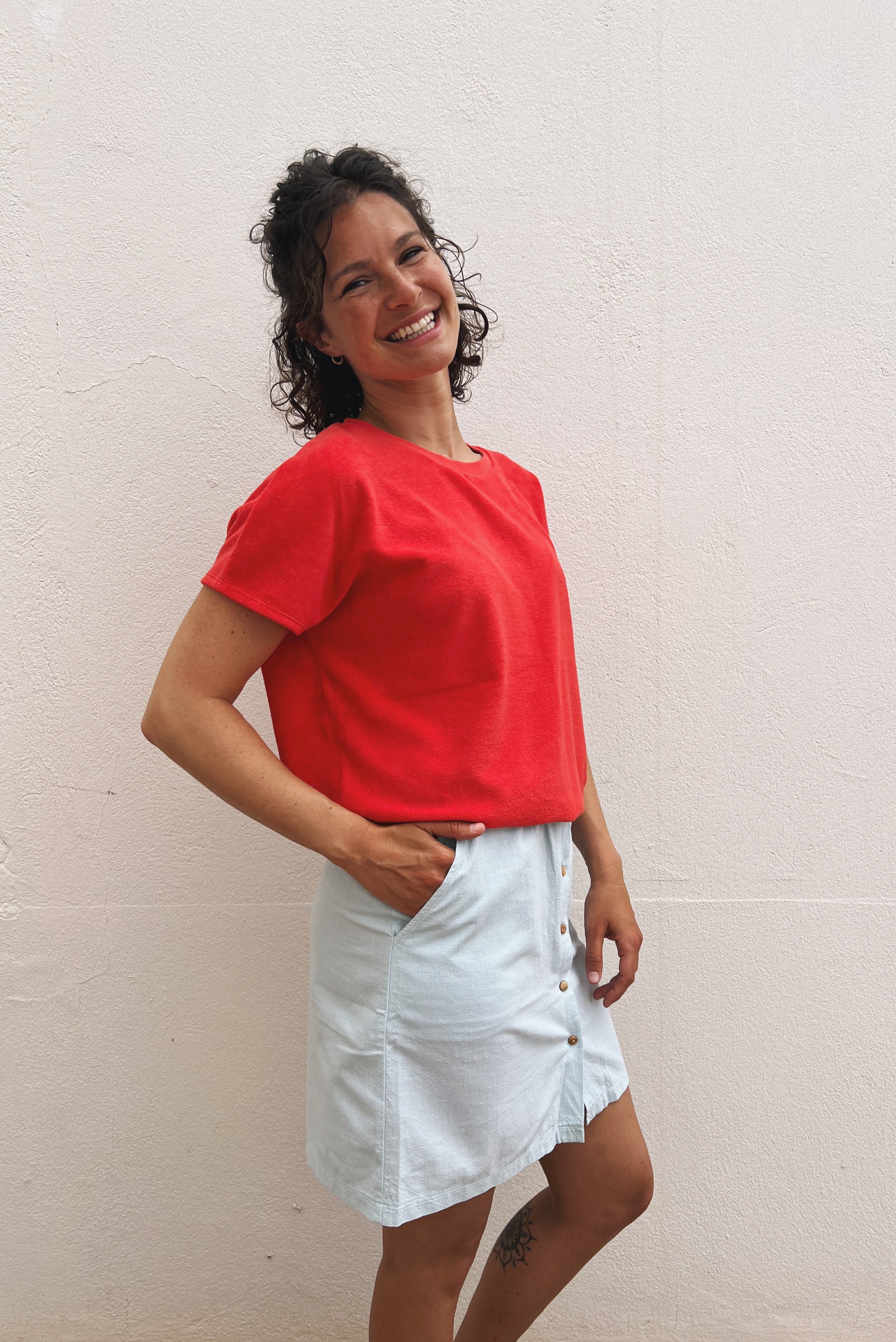 Skirt Erin Buttons - Water Blue