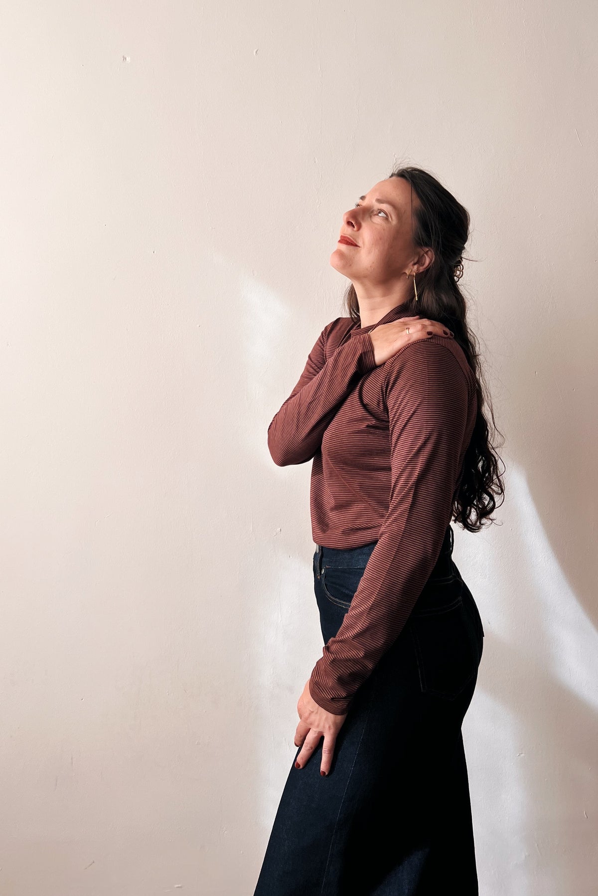 Turtleneck - Bordeaux Caramel Stripes