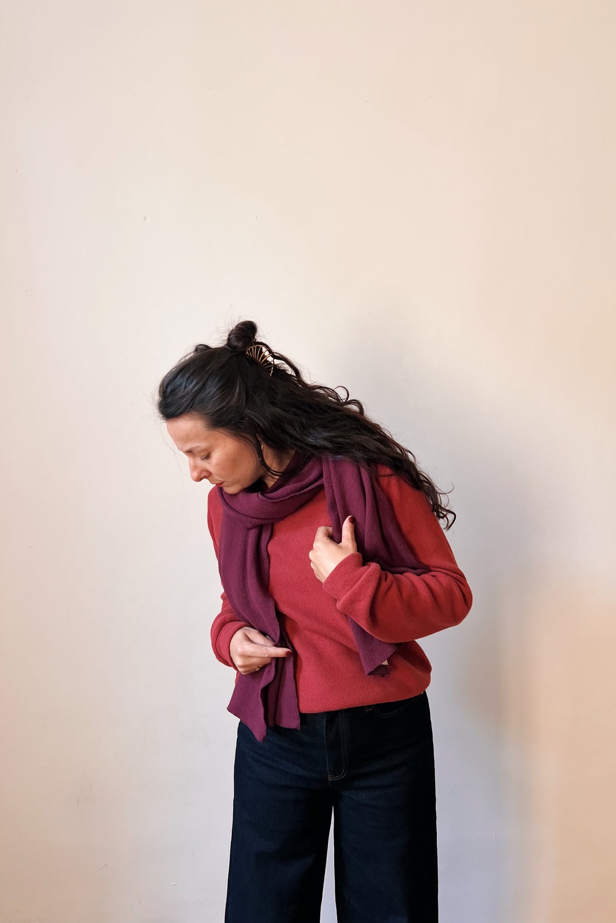 Knitted Scarf - Aubergine