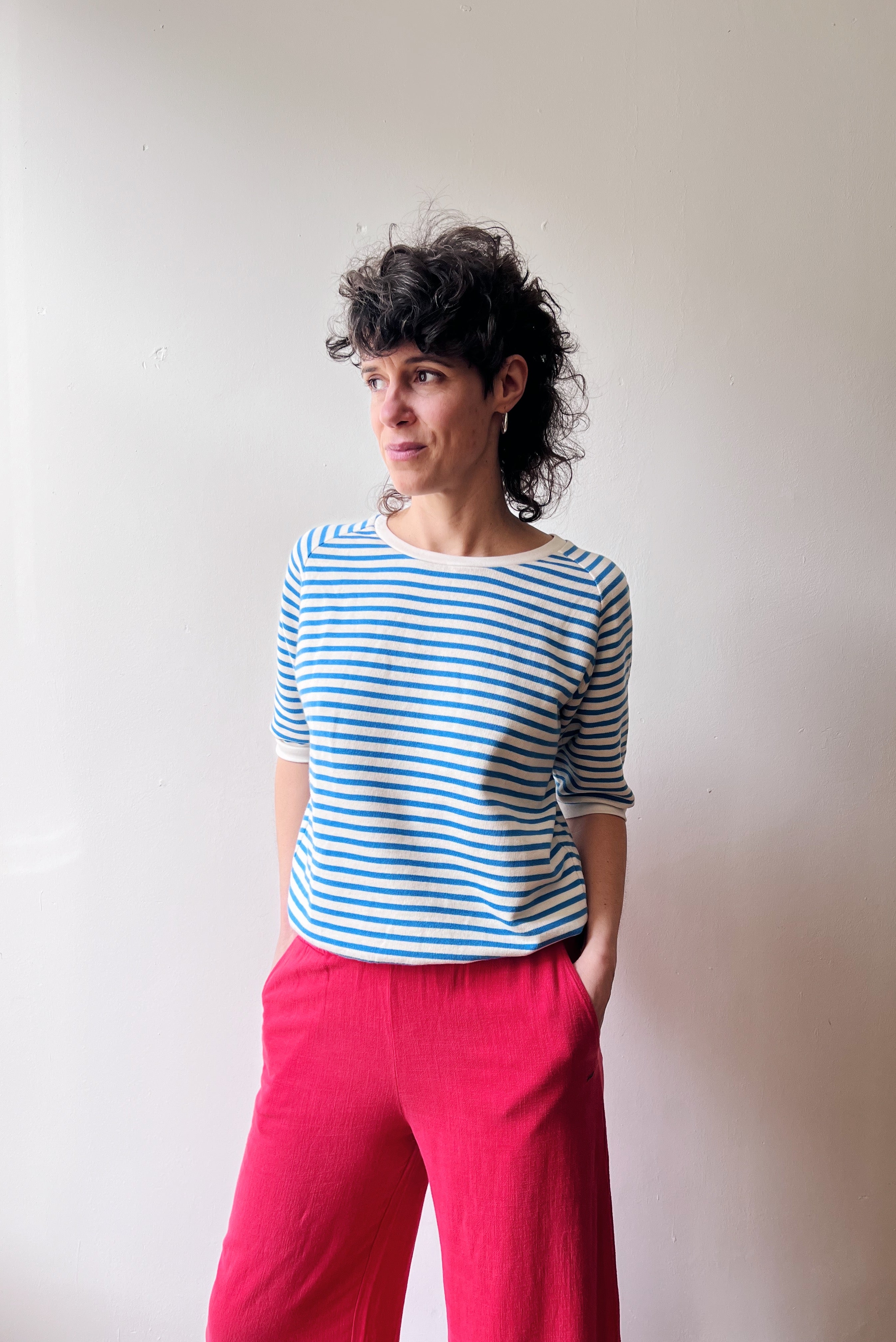 Midsleeve Sweater Cosette - Bright Blue Stripes