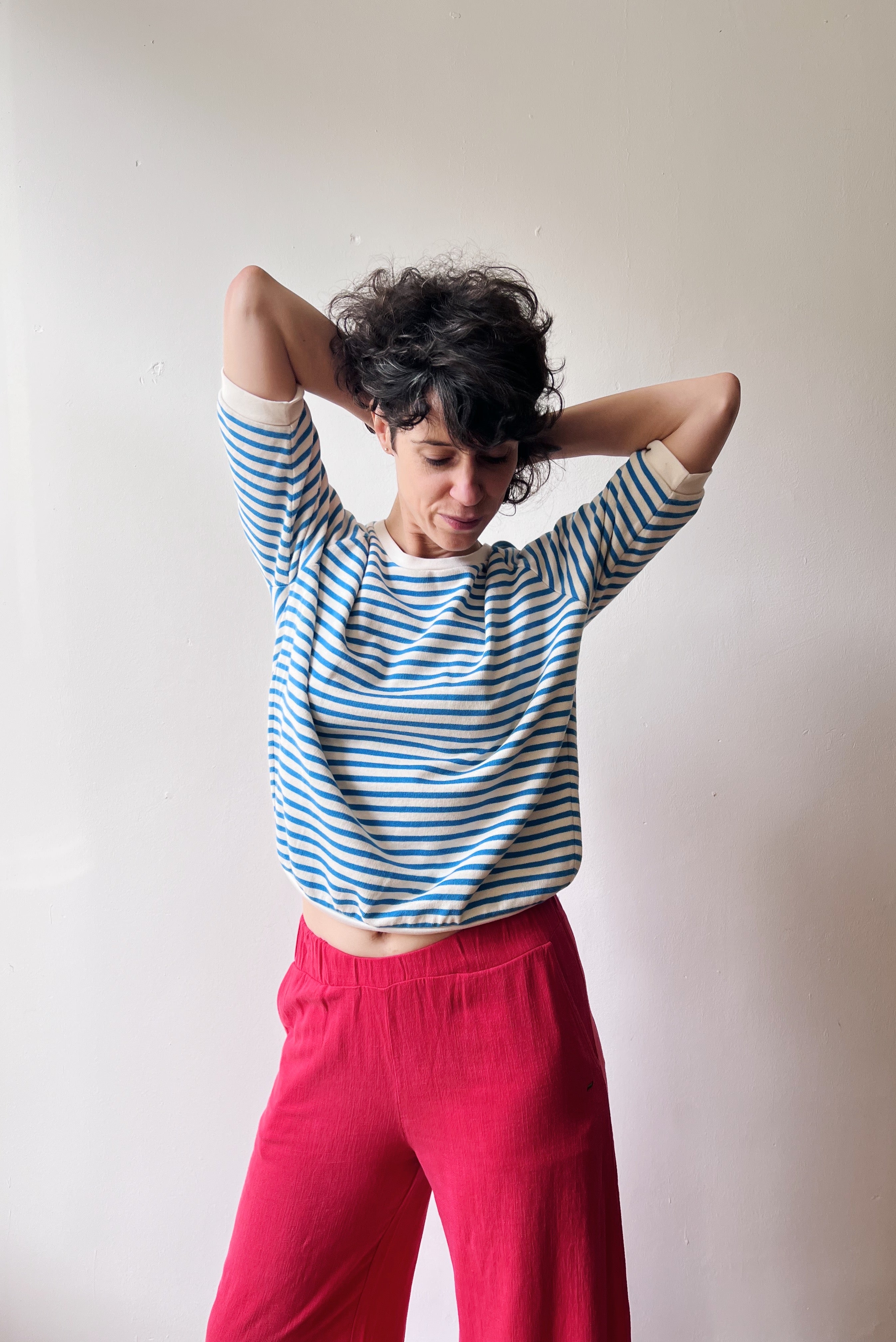 Midsleeve Sweater Cosette - Bright Blue Stripes