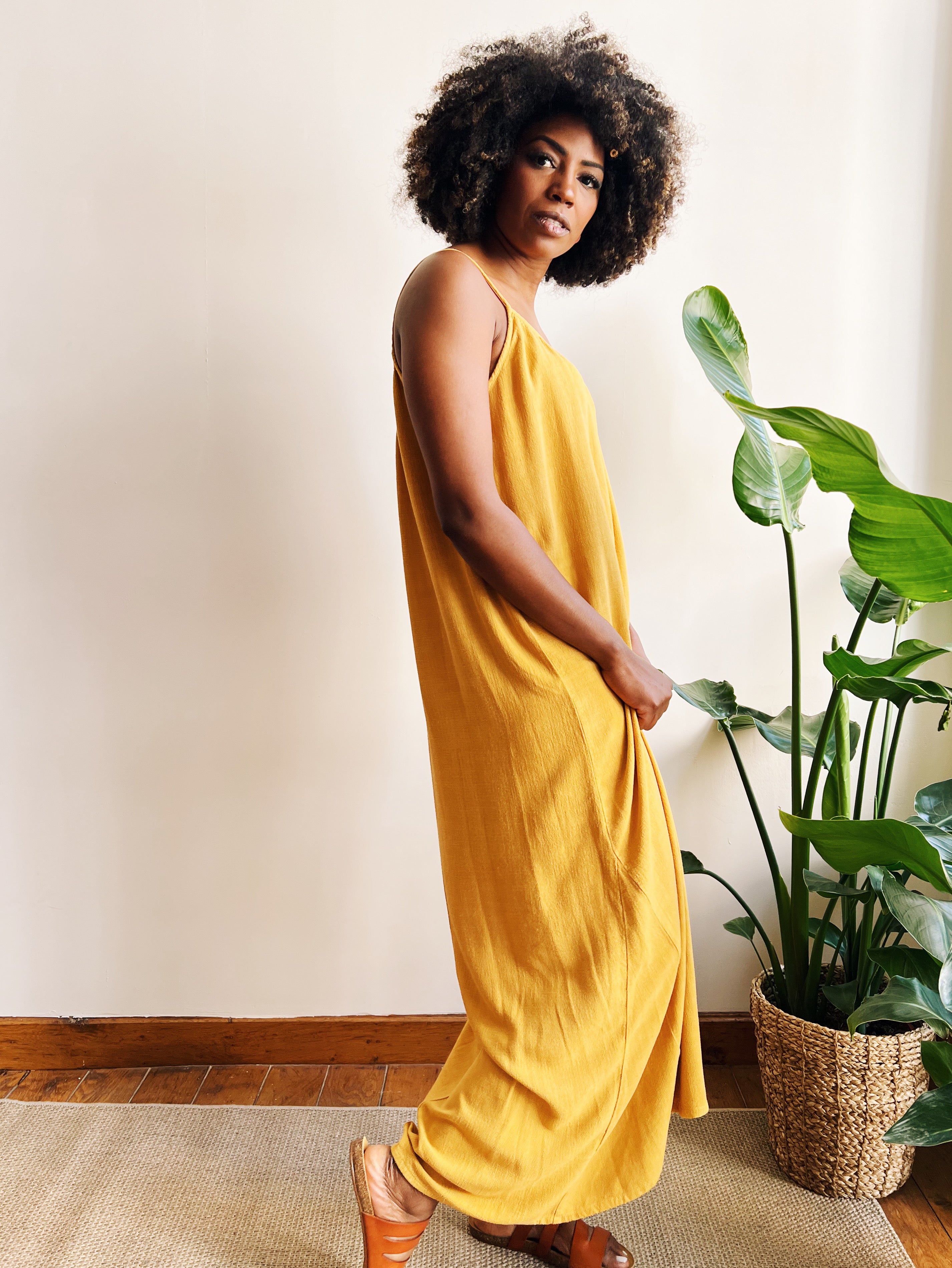 the dão store - Loose summer dress Jin - Ochre - Skirts | Dresses