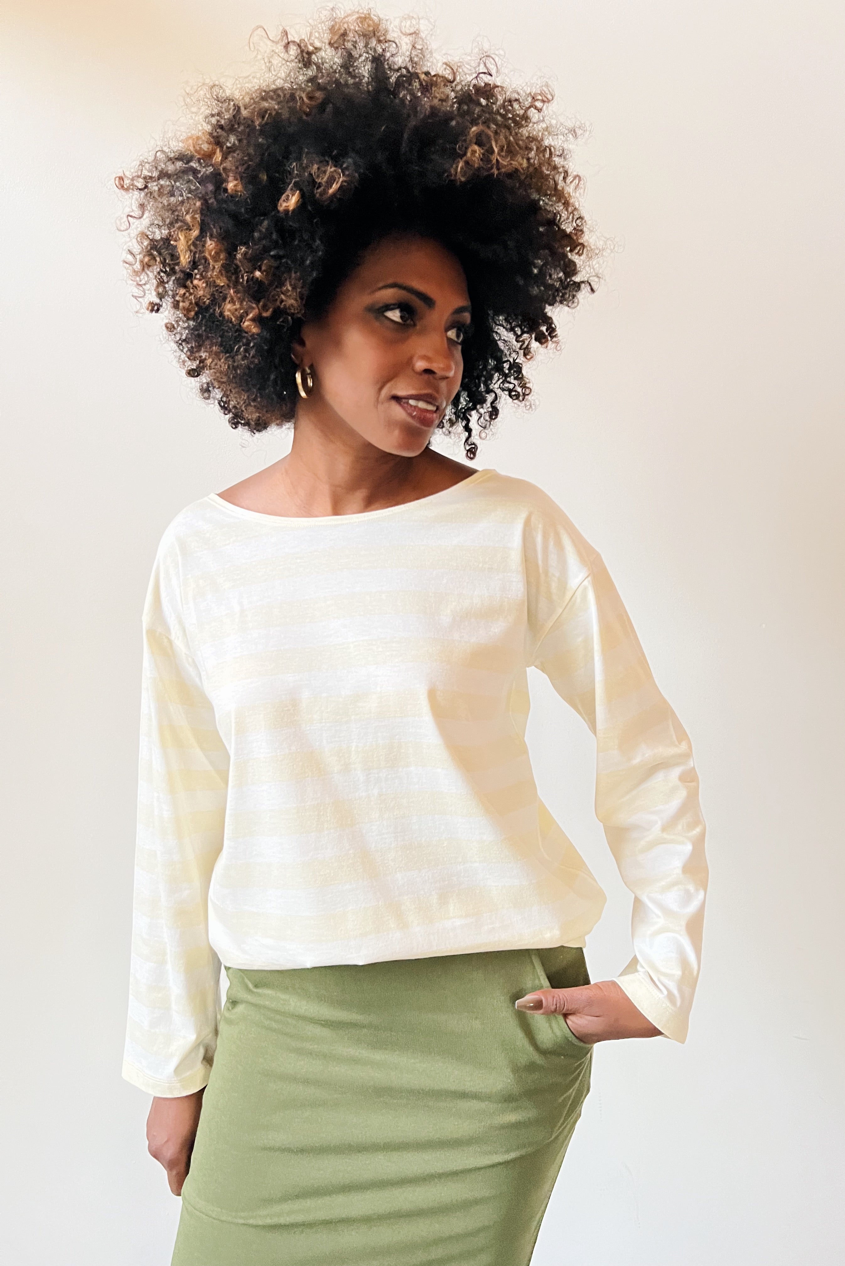 Long Sleeve Audrey - Vanilla Stripes