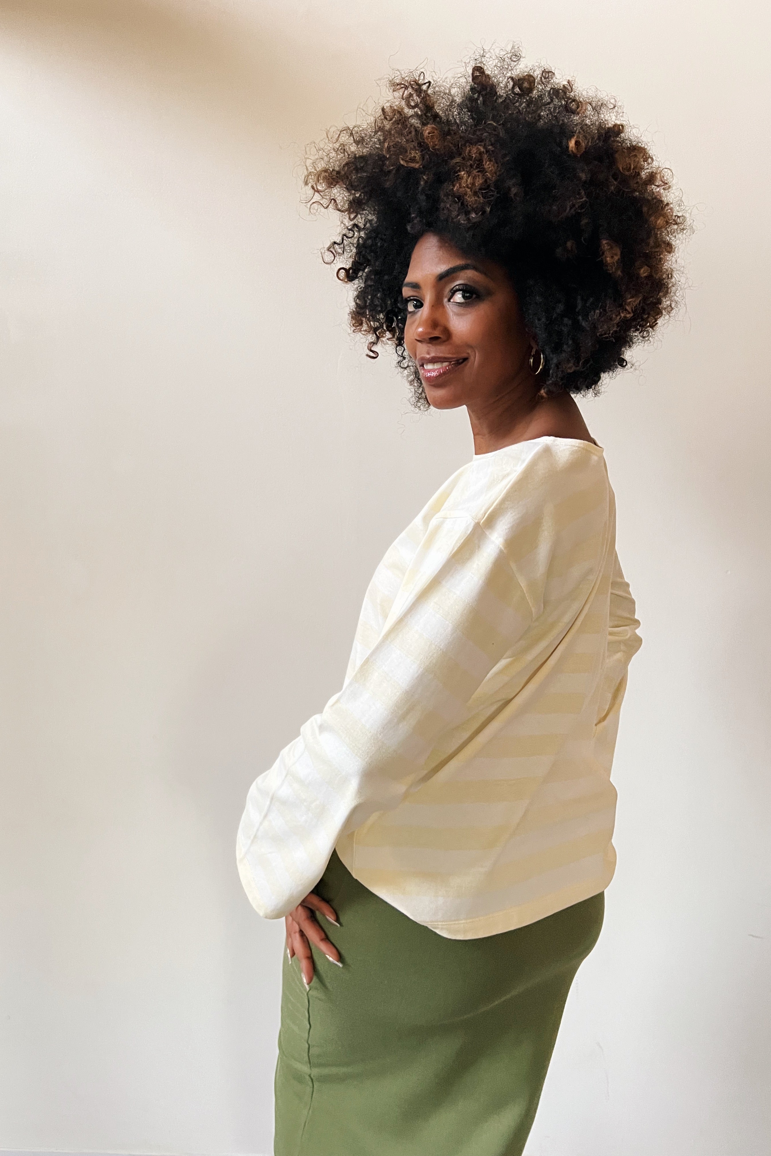 Long Sleeve Audrey - Vanilla Stripes