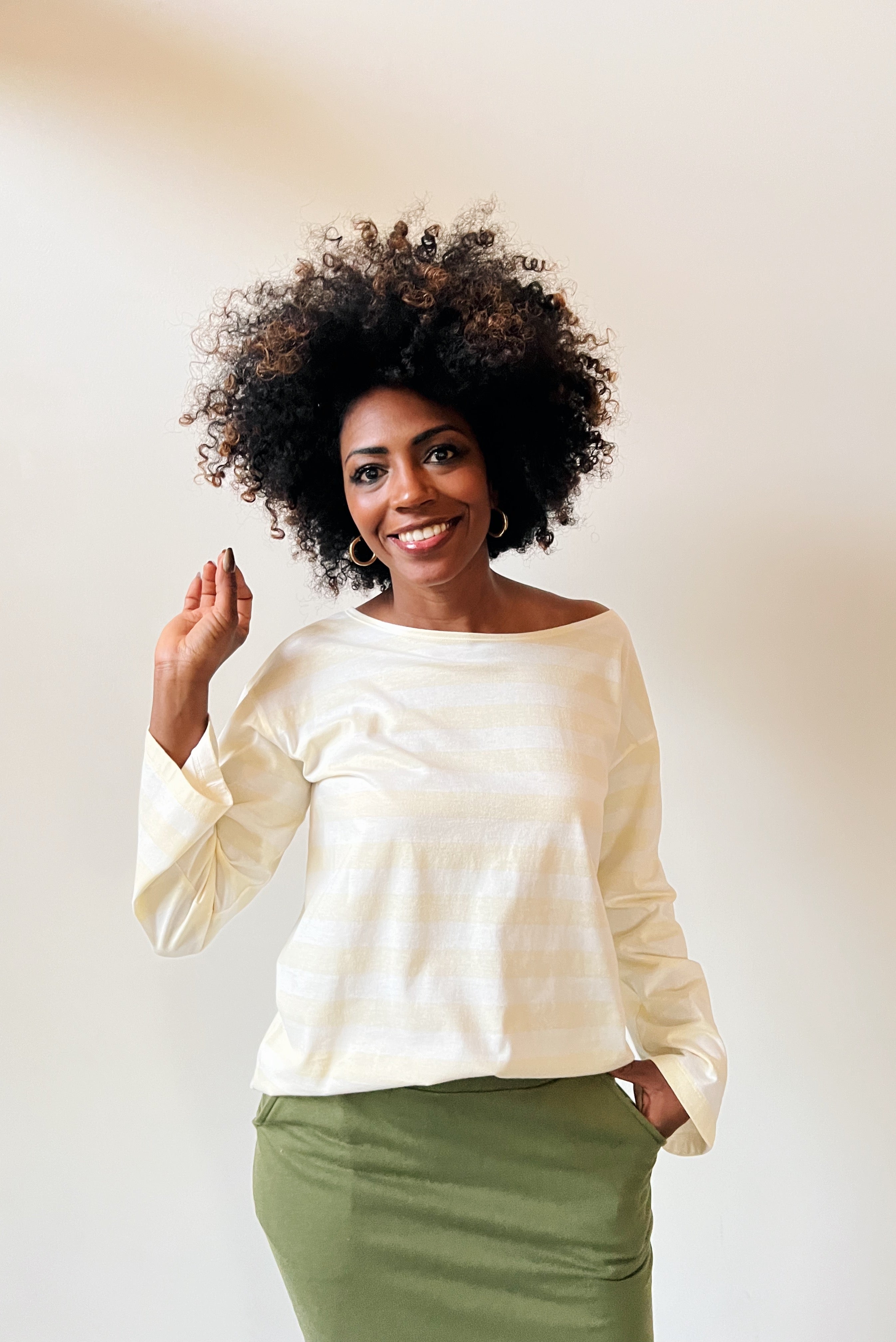 Long Sleeve Audrey - Vanilla Stripes