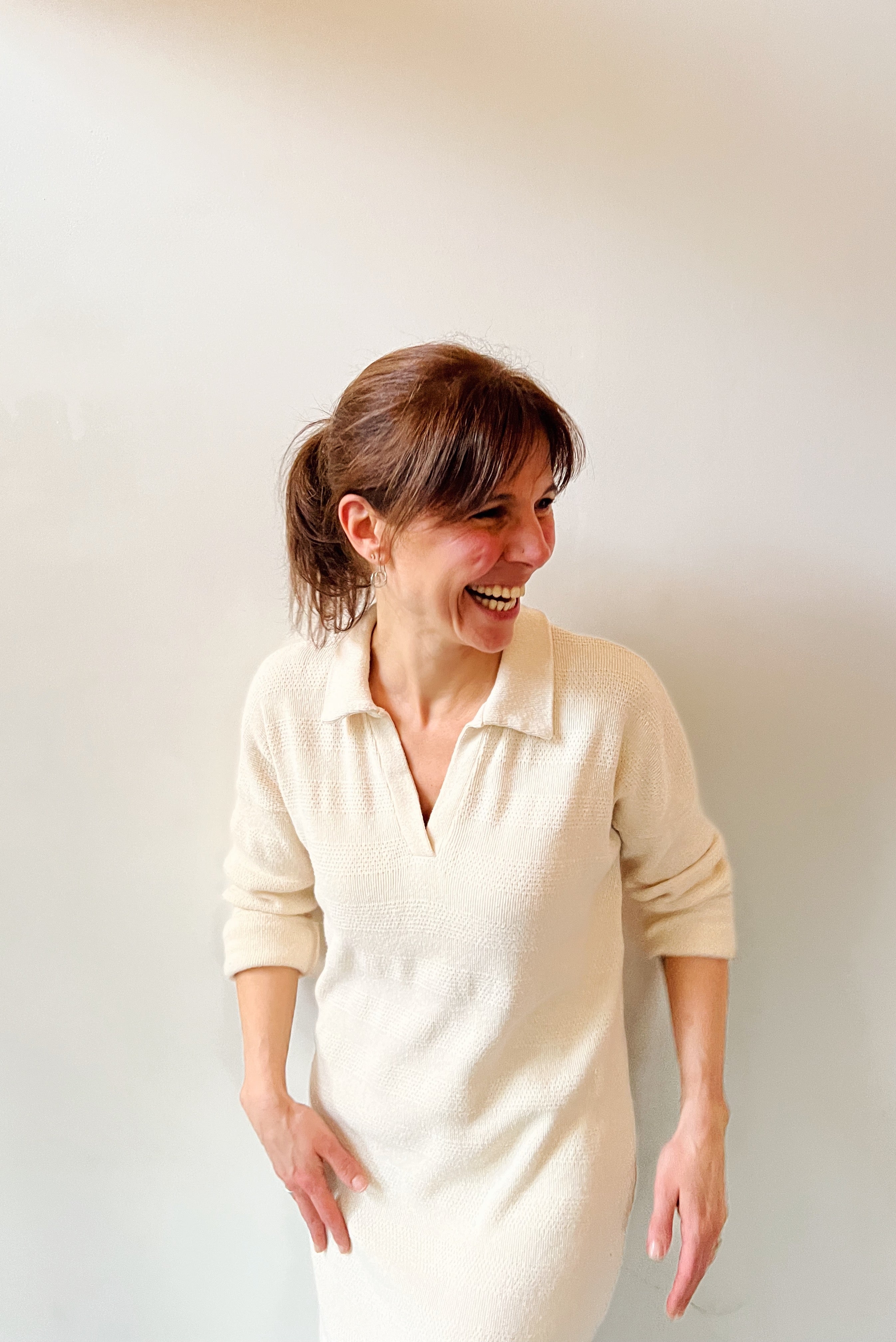 Knitted Longdress Ute - Jacquard Oat