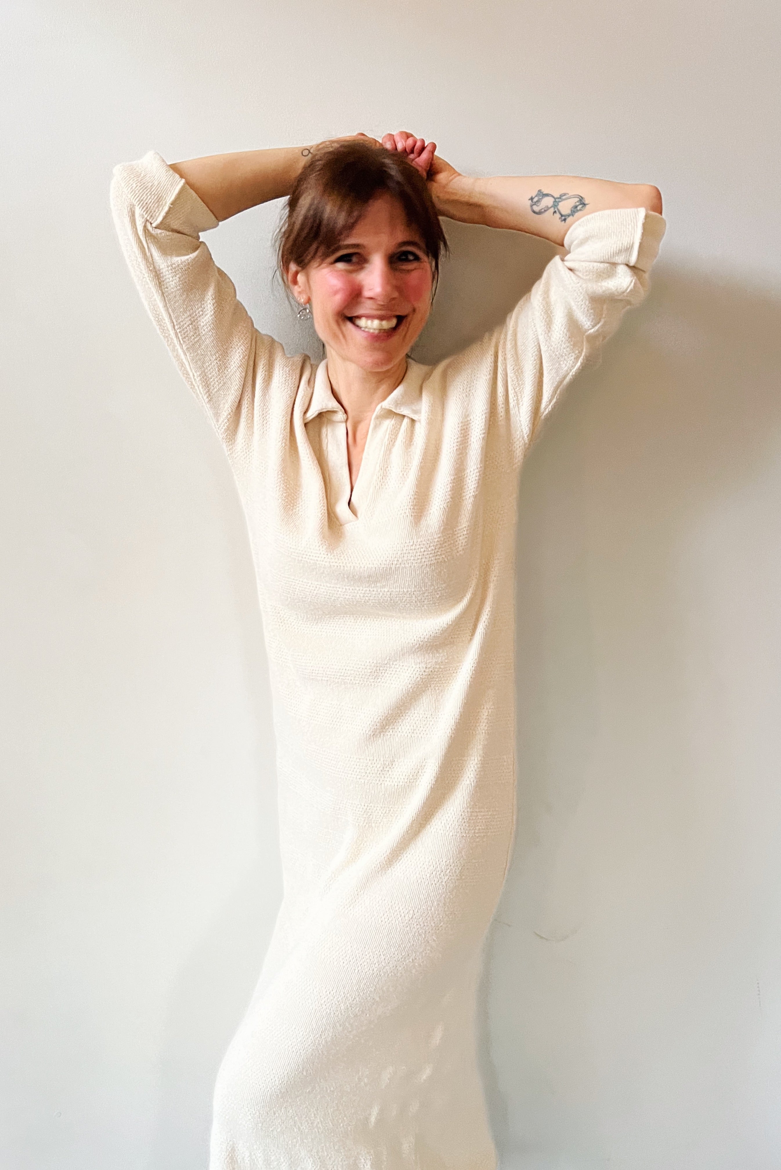 Knitted Longdress Ute - Jacquard Oat