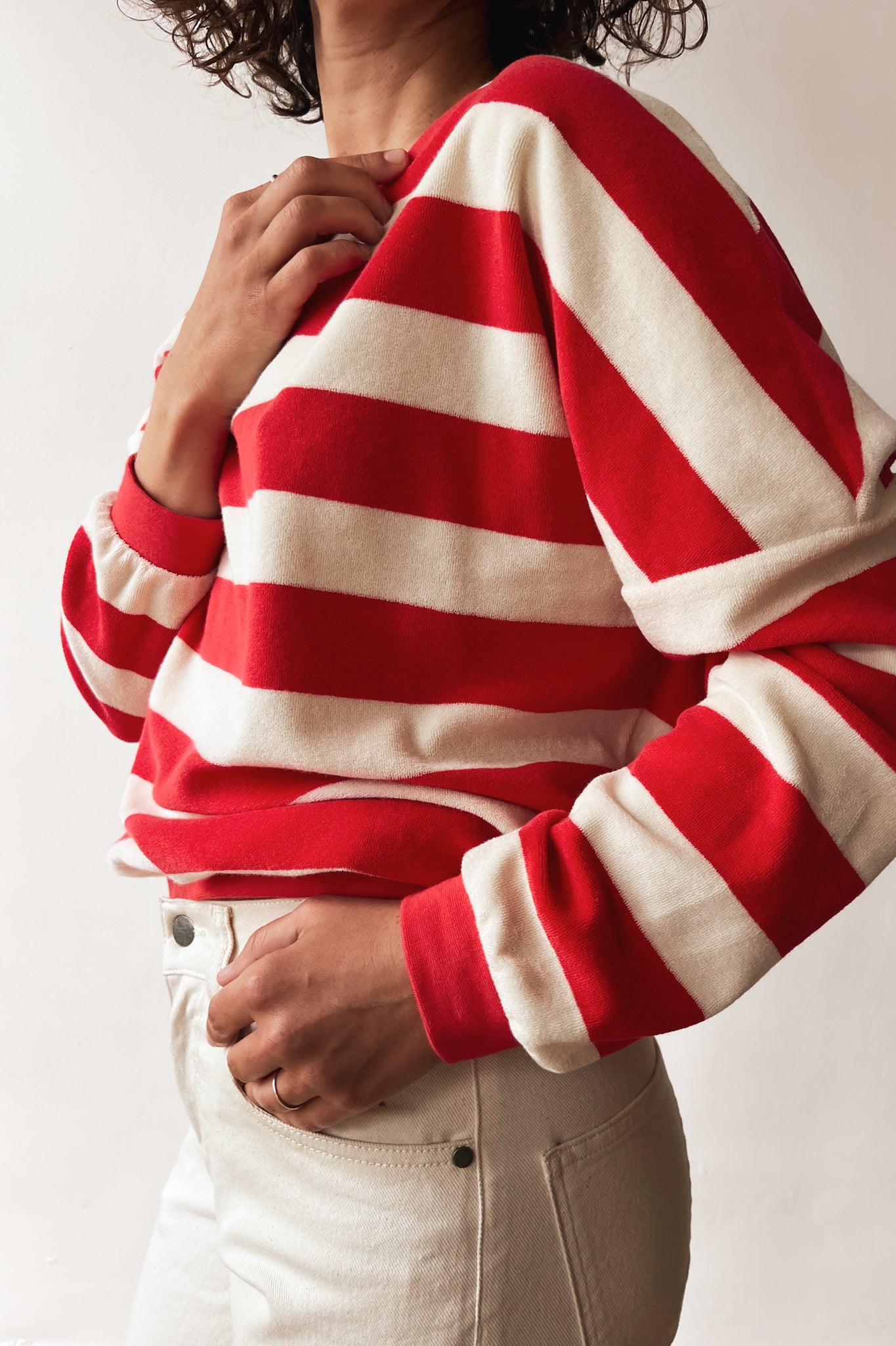 Sweater Isa - Coral Terry Stripes
