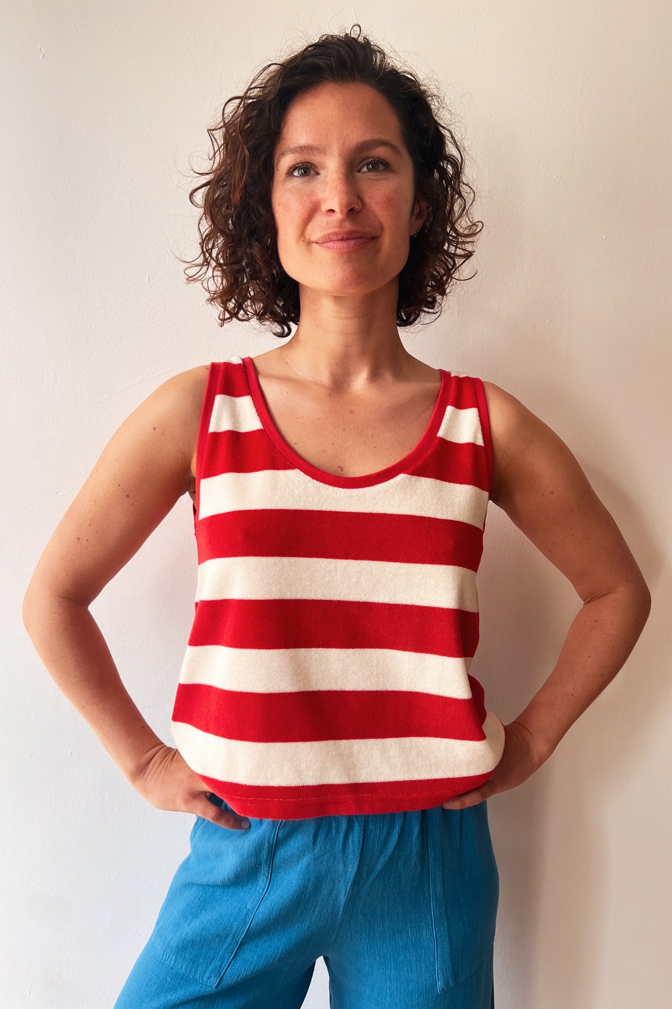 Top Marcela - Coral Terry Stripes