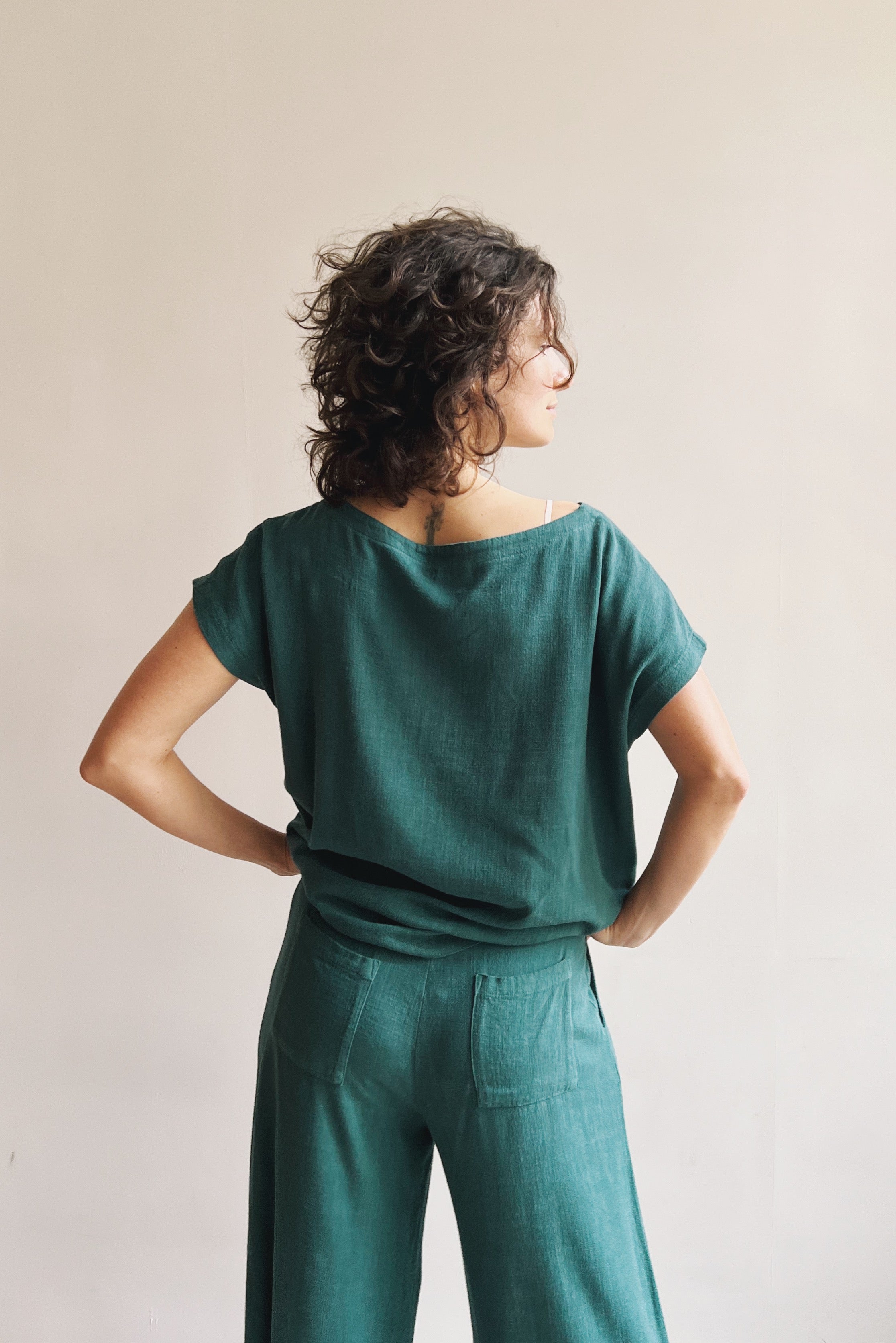 the dão store - Wide 7/8 Pants Mira - Bistro Green - Pants | Jumpsuits