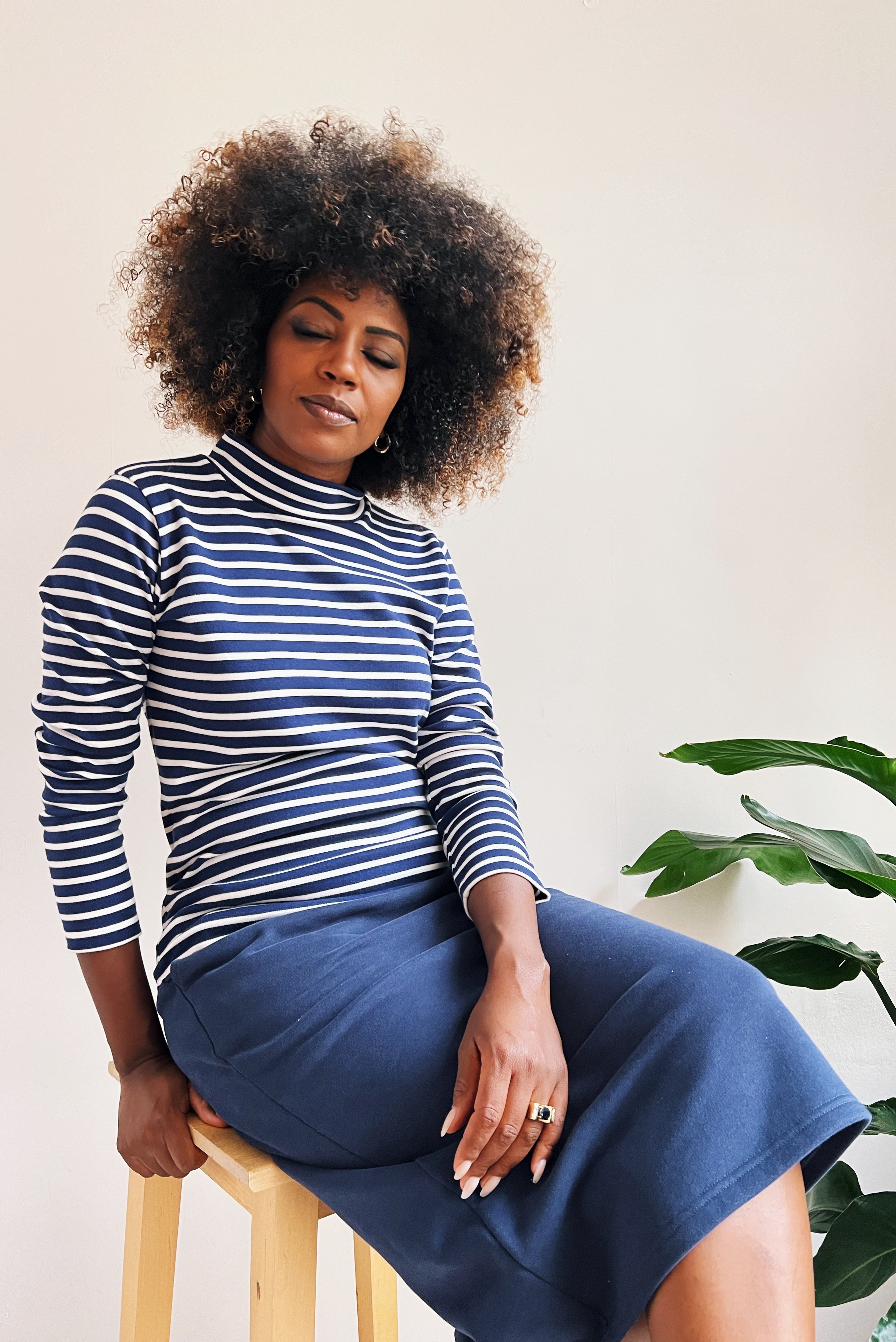 the dão store - Turtleneck - Cobalt Stripes - T-shirts | Tops